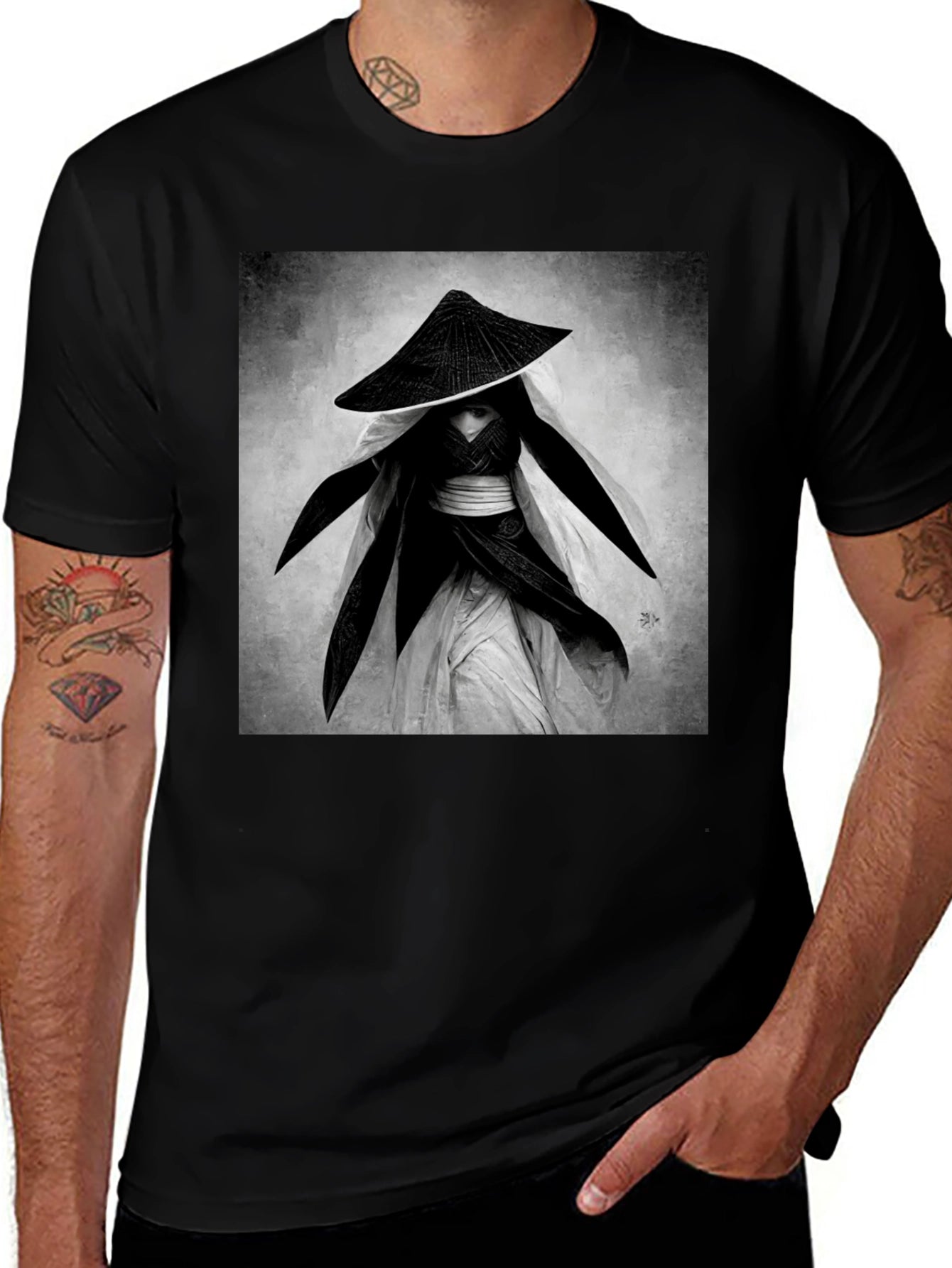 Samurai Warrior Graphic Tee - Black
