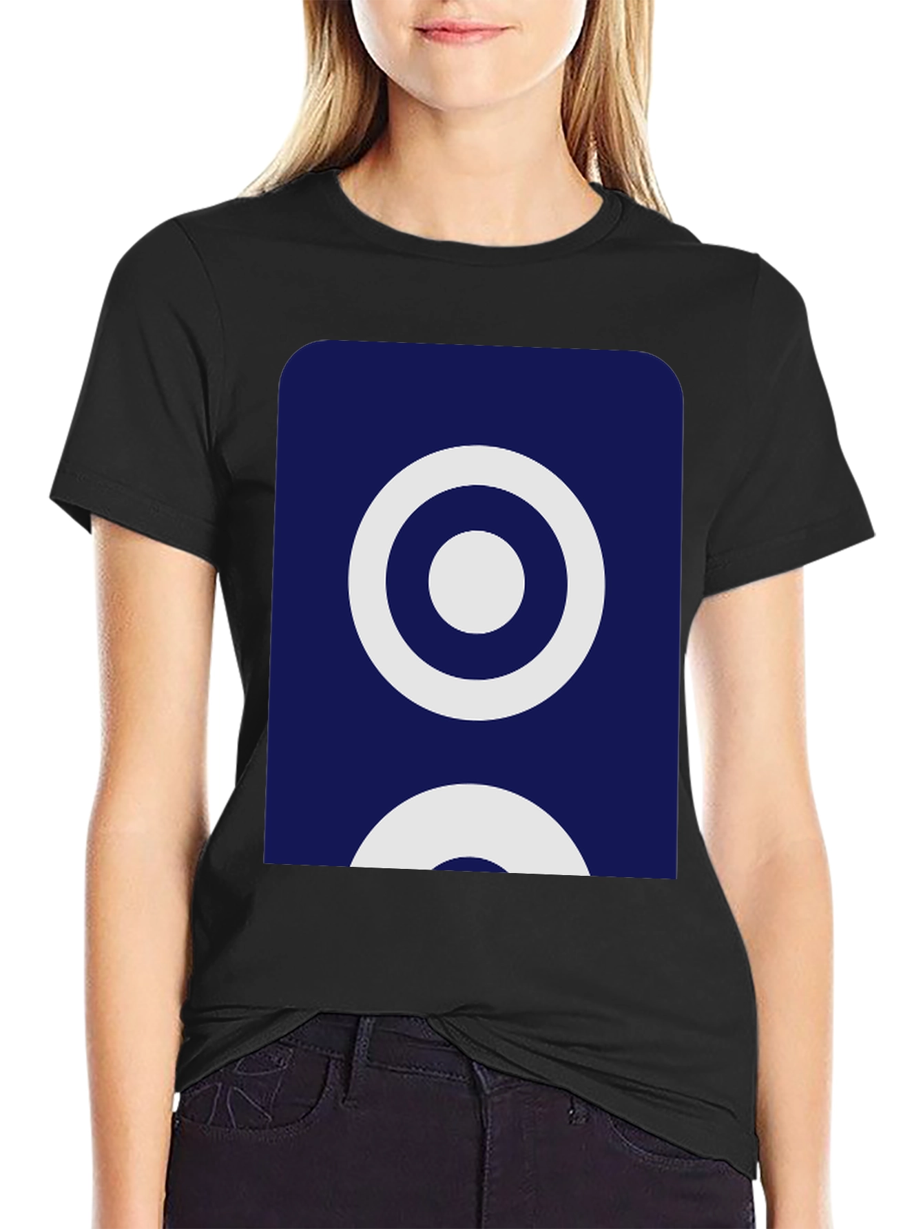 Stylish Black Tee with Geometric Circle Design