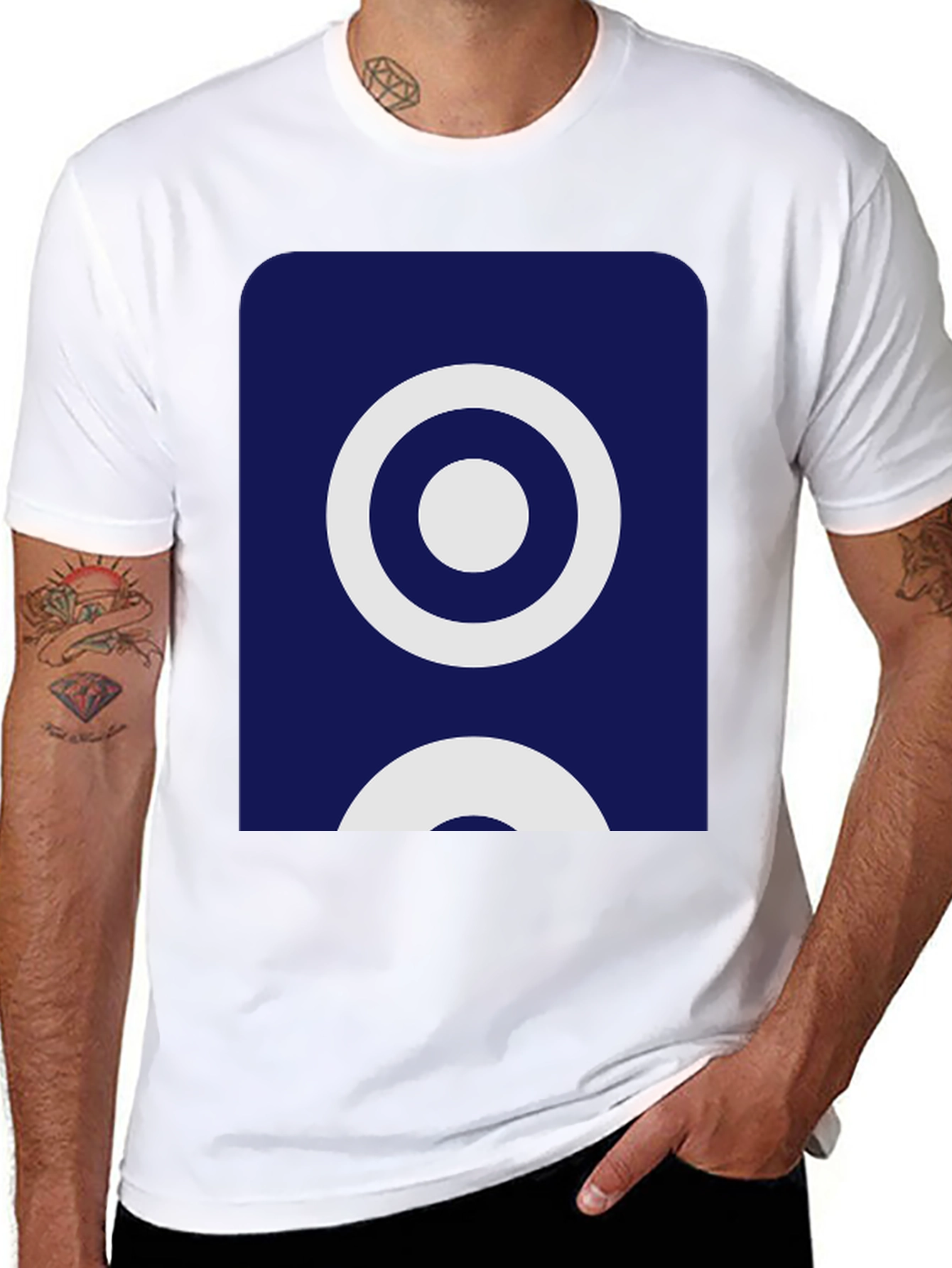 Stylish Black Tee with Geometric Circle Design