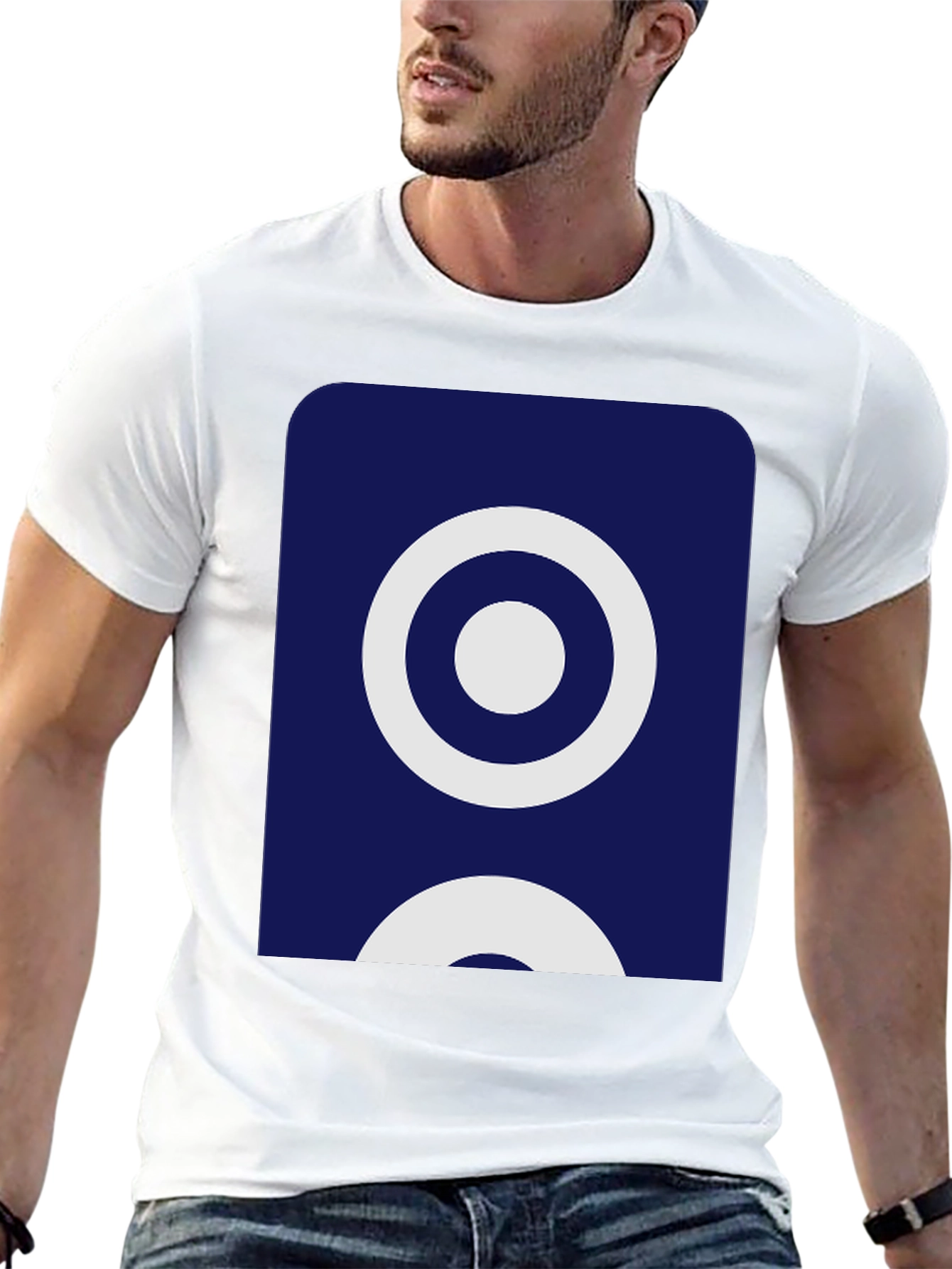 Stylish Black Tee with Geometric Circle Design