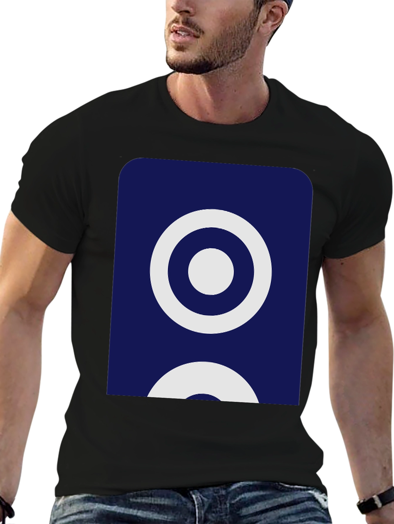 Stylish Black Tee with Geometric Circle Design