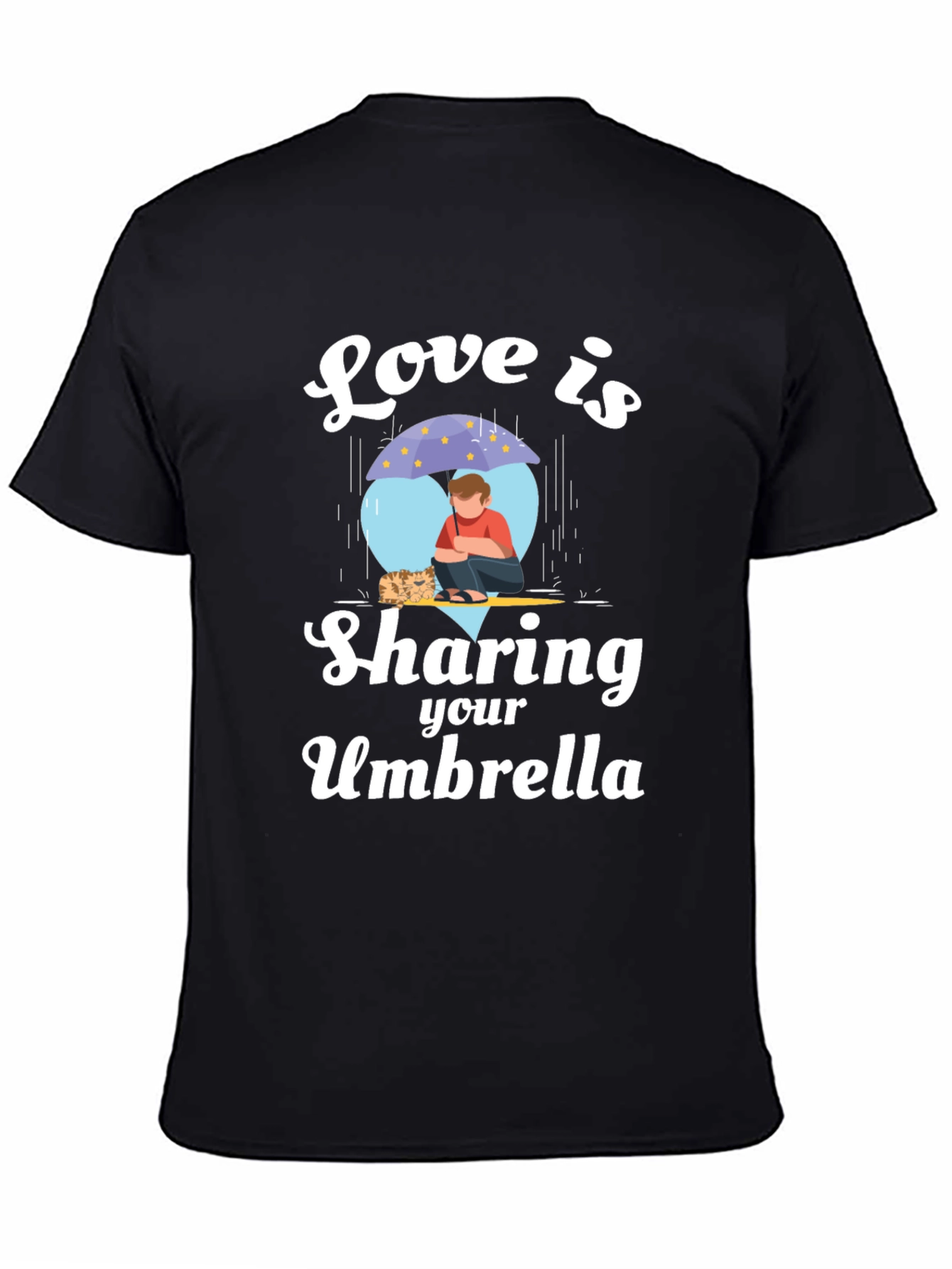 Love is Sharing Your Umbrella Black T-Shirt