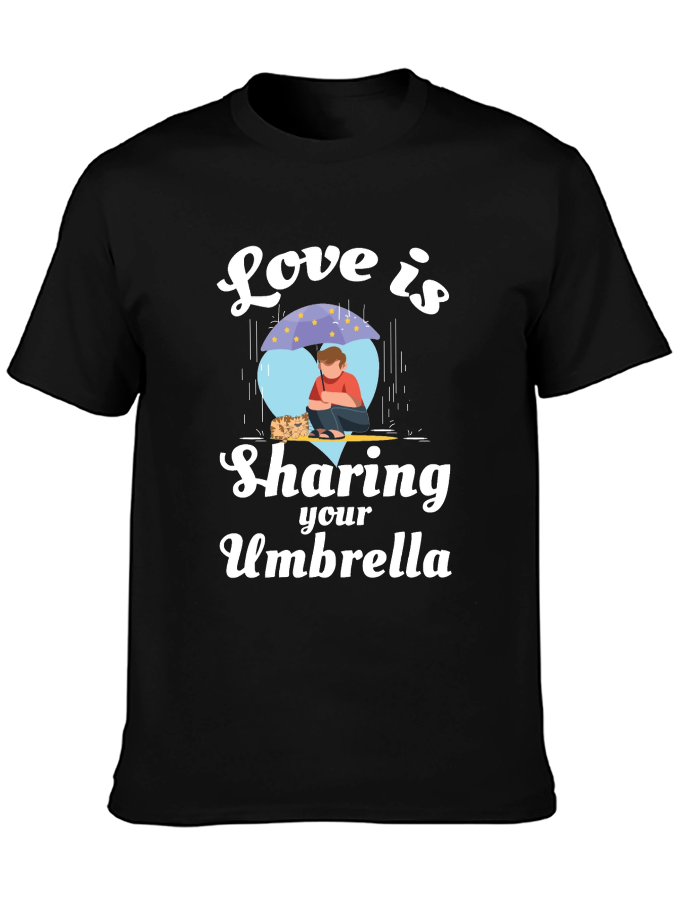 Love is Sharing Your Umbrella Black T-Shirt