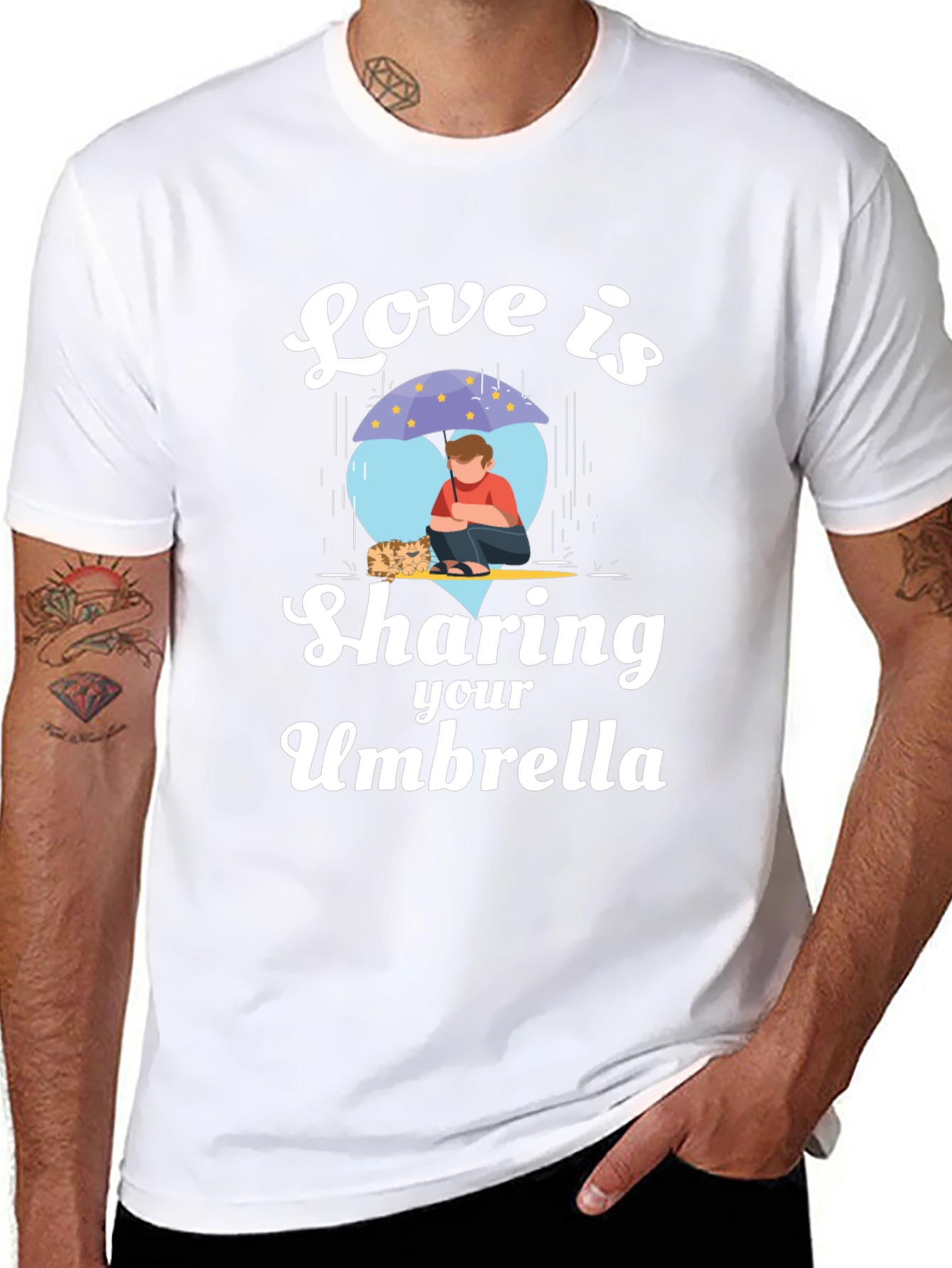 Love is Sharing Your Umbrella Black T-Shirt