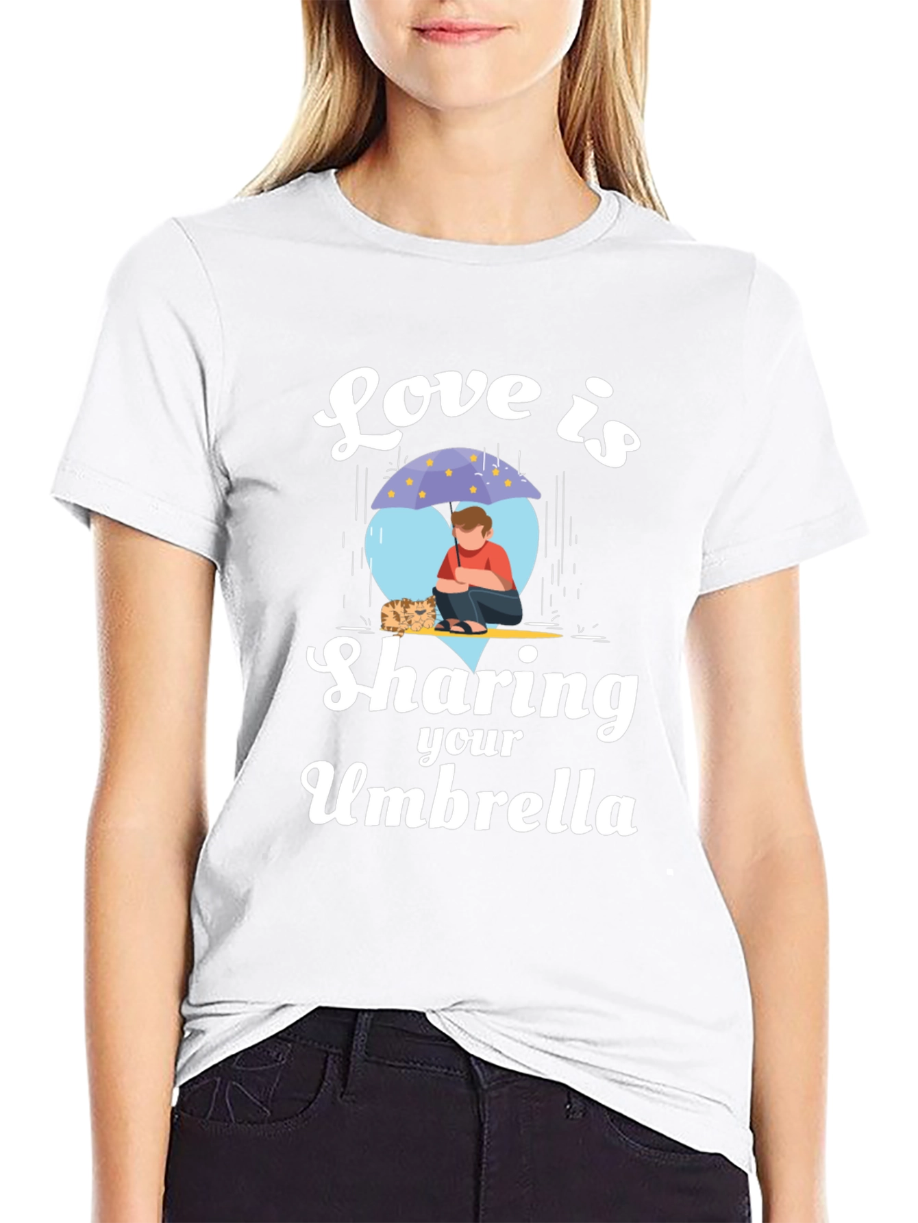 Love is Sharing Your Umbrella Black T-Shirt