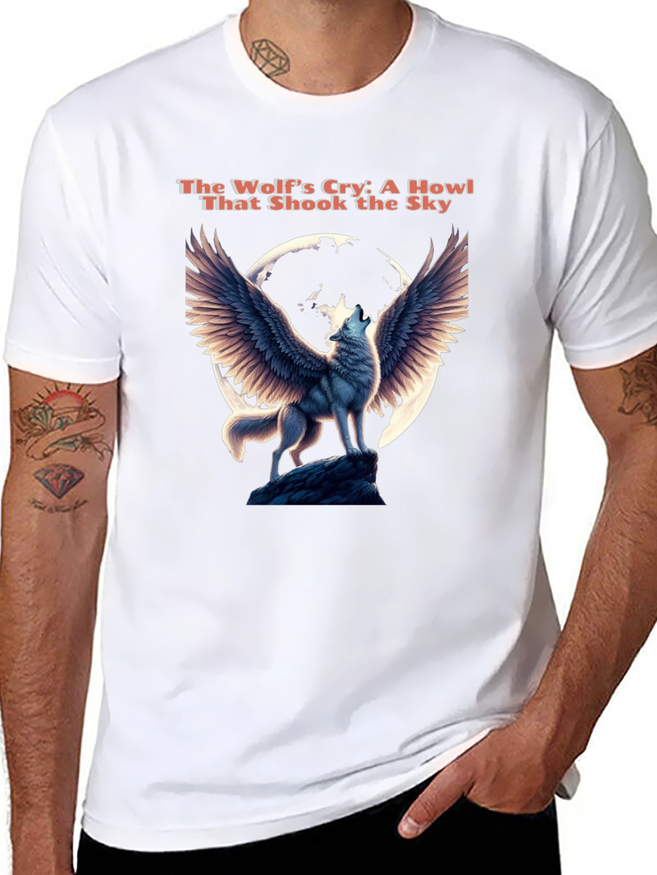 Winged Wolf Howl Graphic Tee