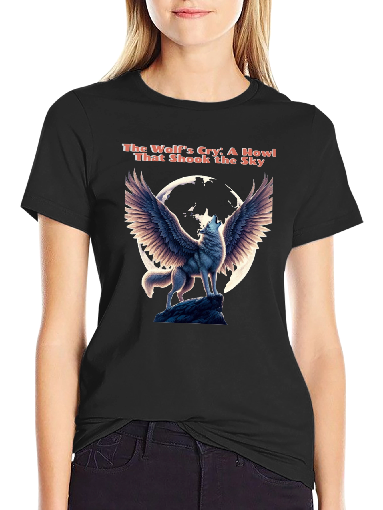 Winged Wolf Howl Graphic Tee