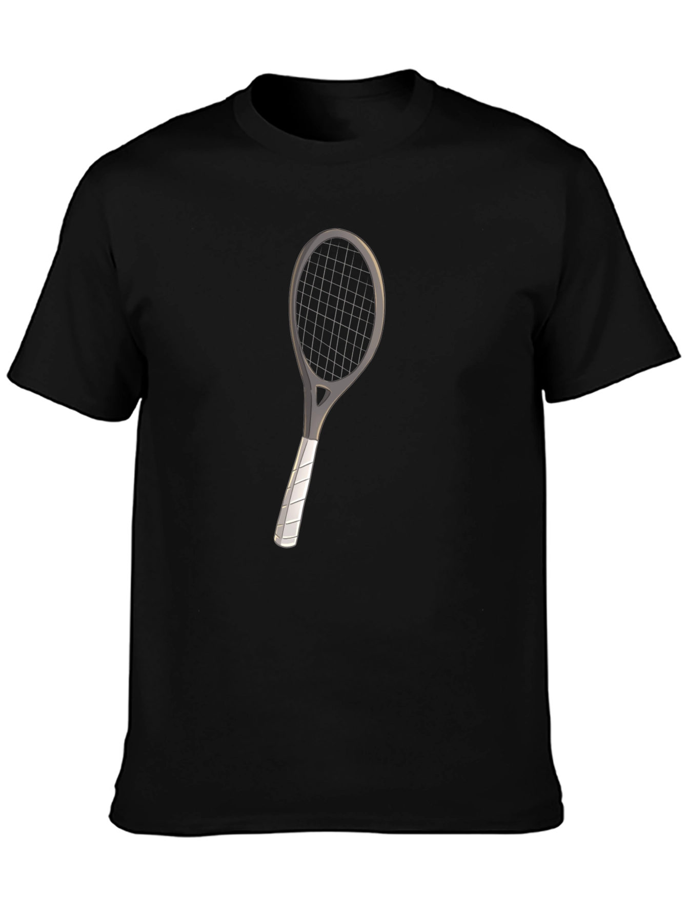 Tennis Racket Graphic Tee - Black Cotton