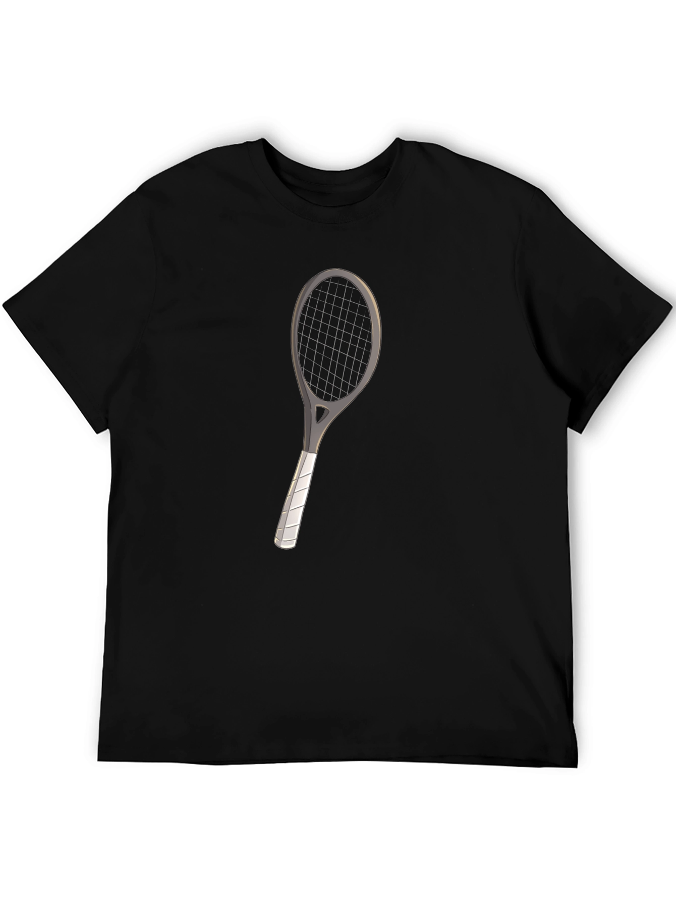 Tennis Racket Graphic Tee - Black Cotton
