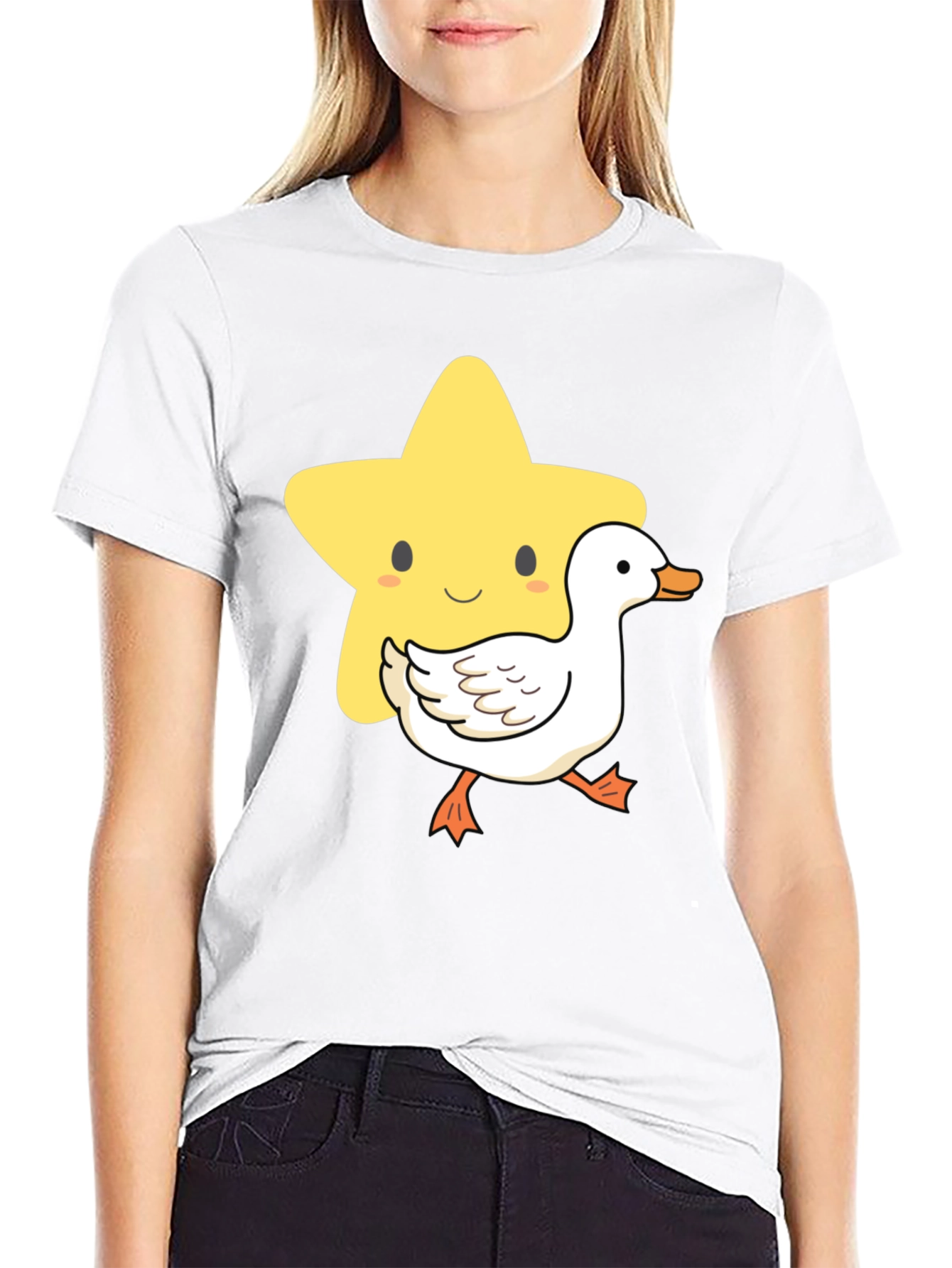 Cute Star and Duck Graphic T-Shirt