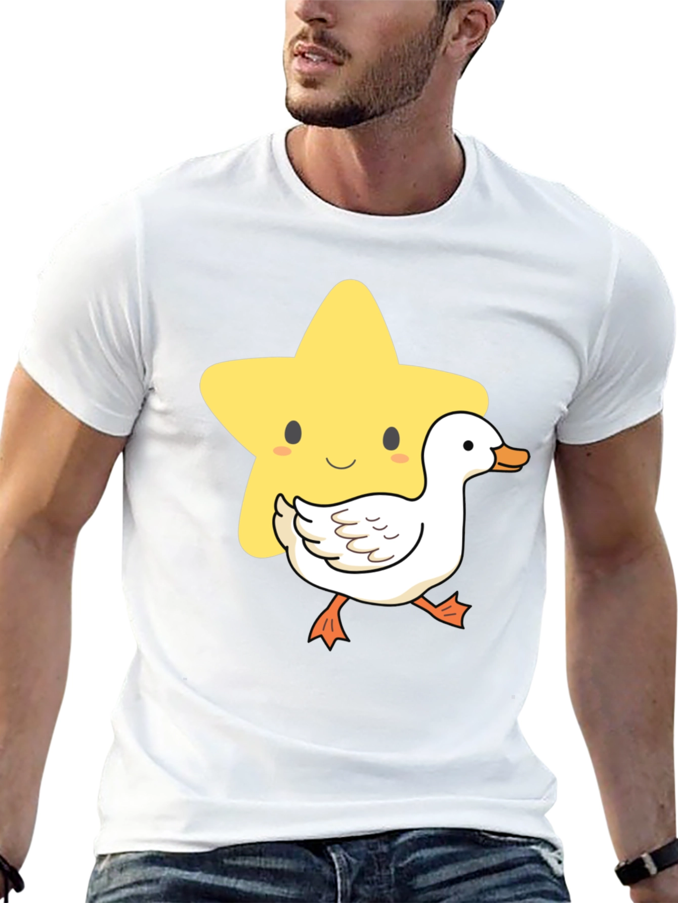 Cute Star and Duck Graphic T-Shirt