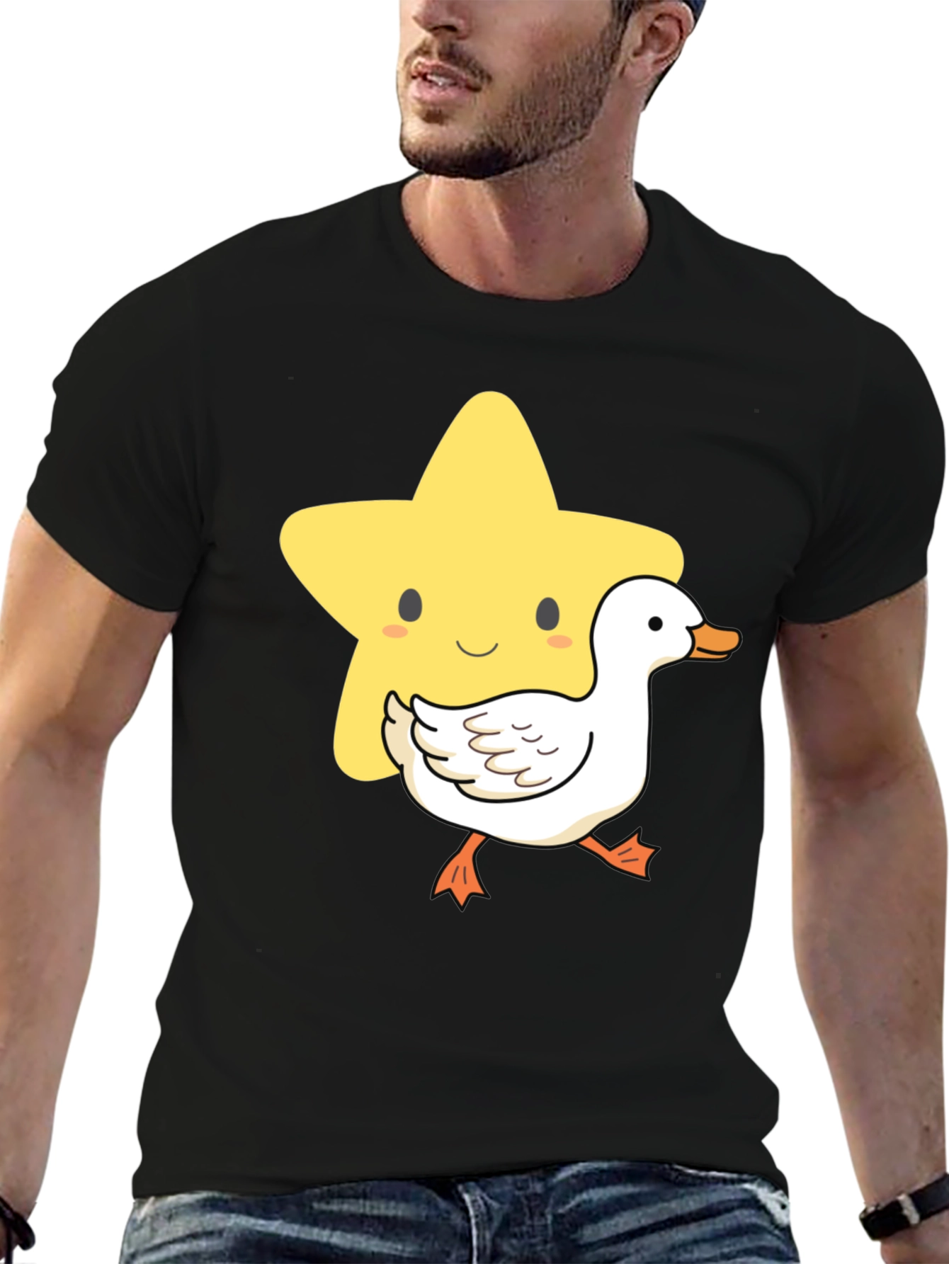 Cute Star and Duck Graphic T-Shirt