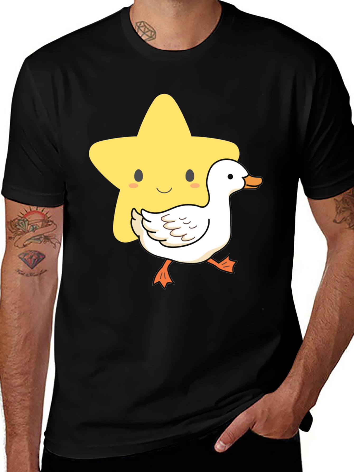 Cute Star and Duck Graphic T-Shirt