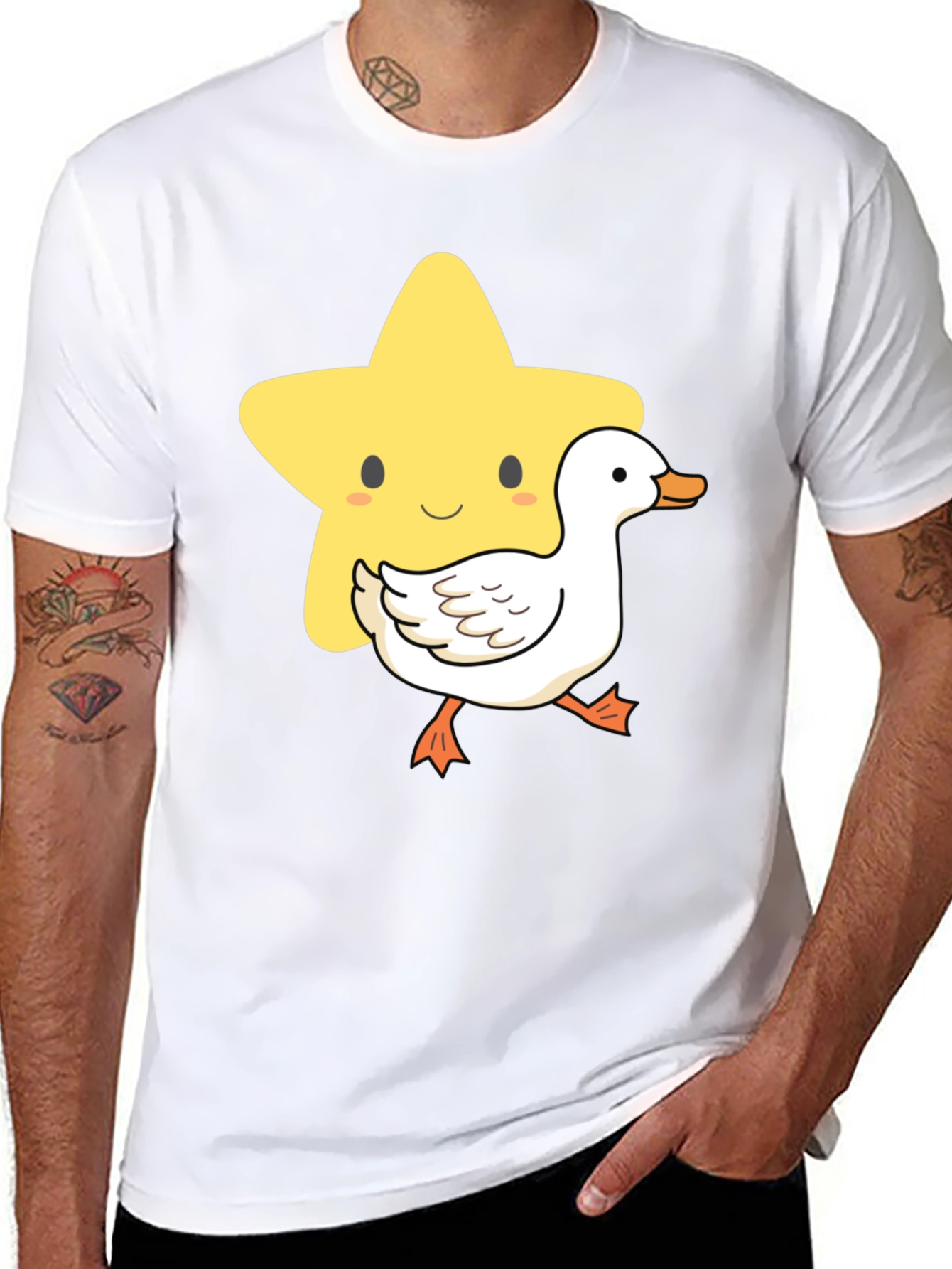 Cute Star and Duck Graphic T-Shirt