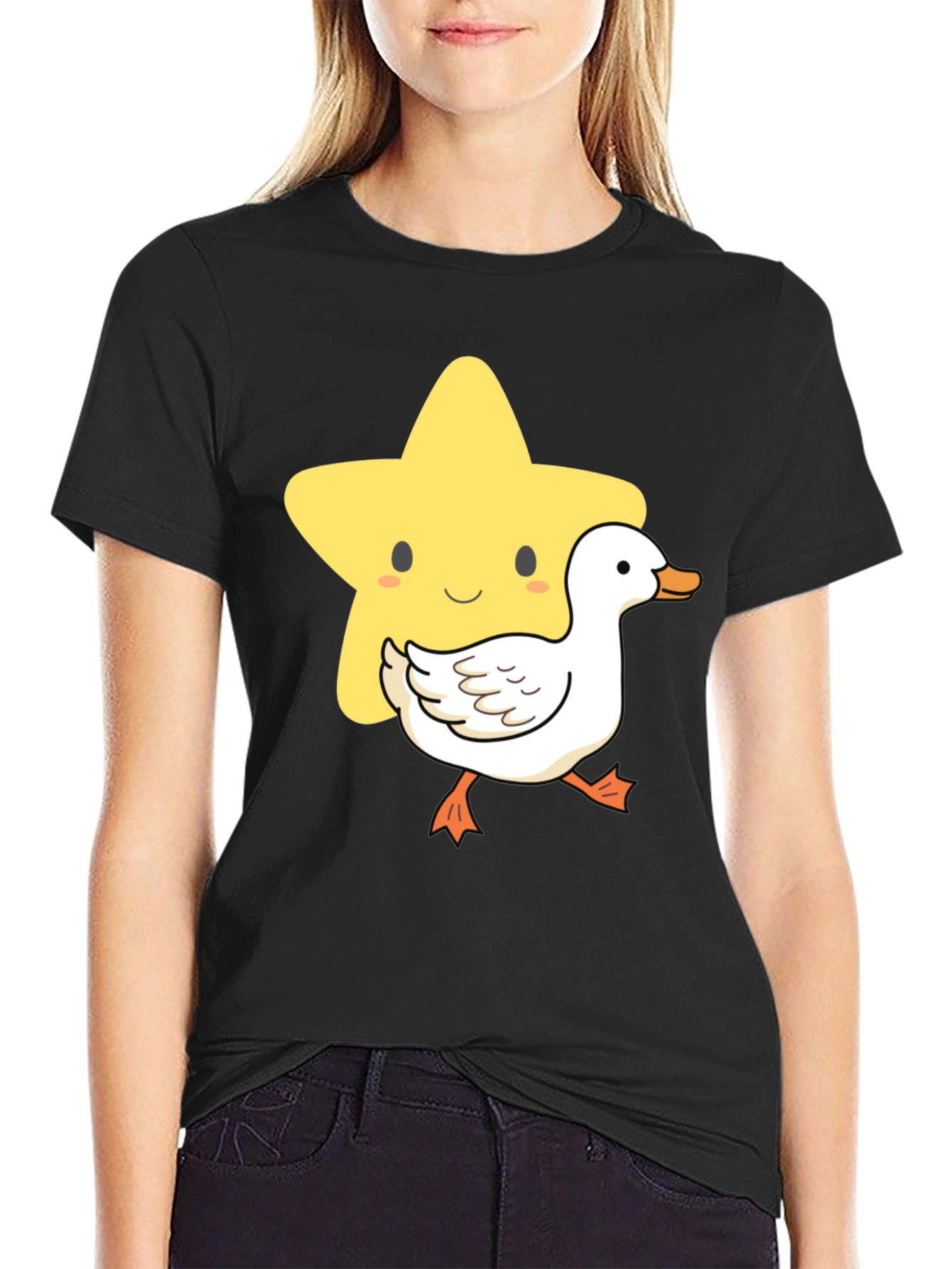 Cute Star and Duck Graphic T-Shirt