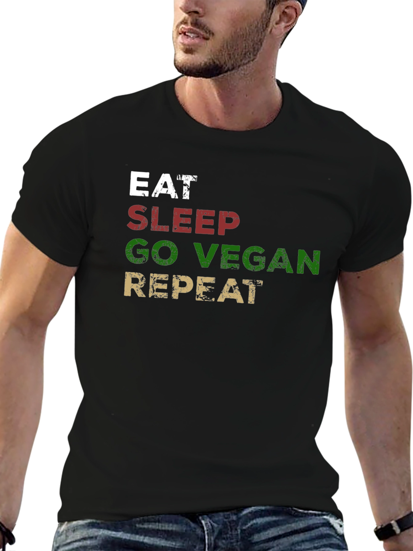 Eat Sleep Go Vegan Repeat T-Shirt