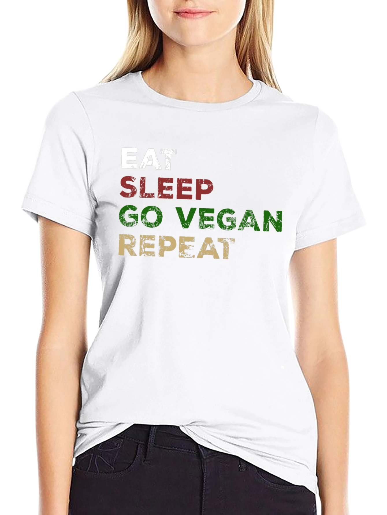 Eat Sleep Go Vegan Repeat T-Shirt