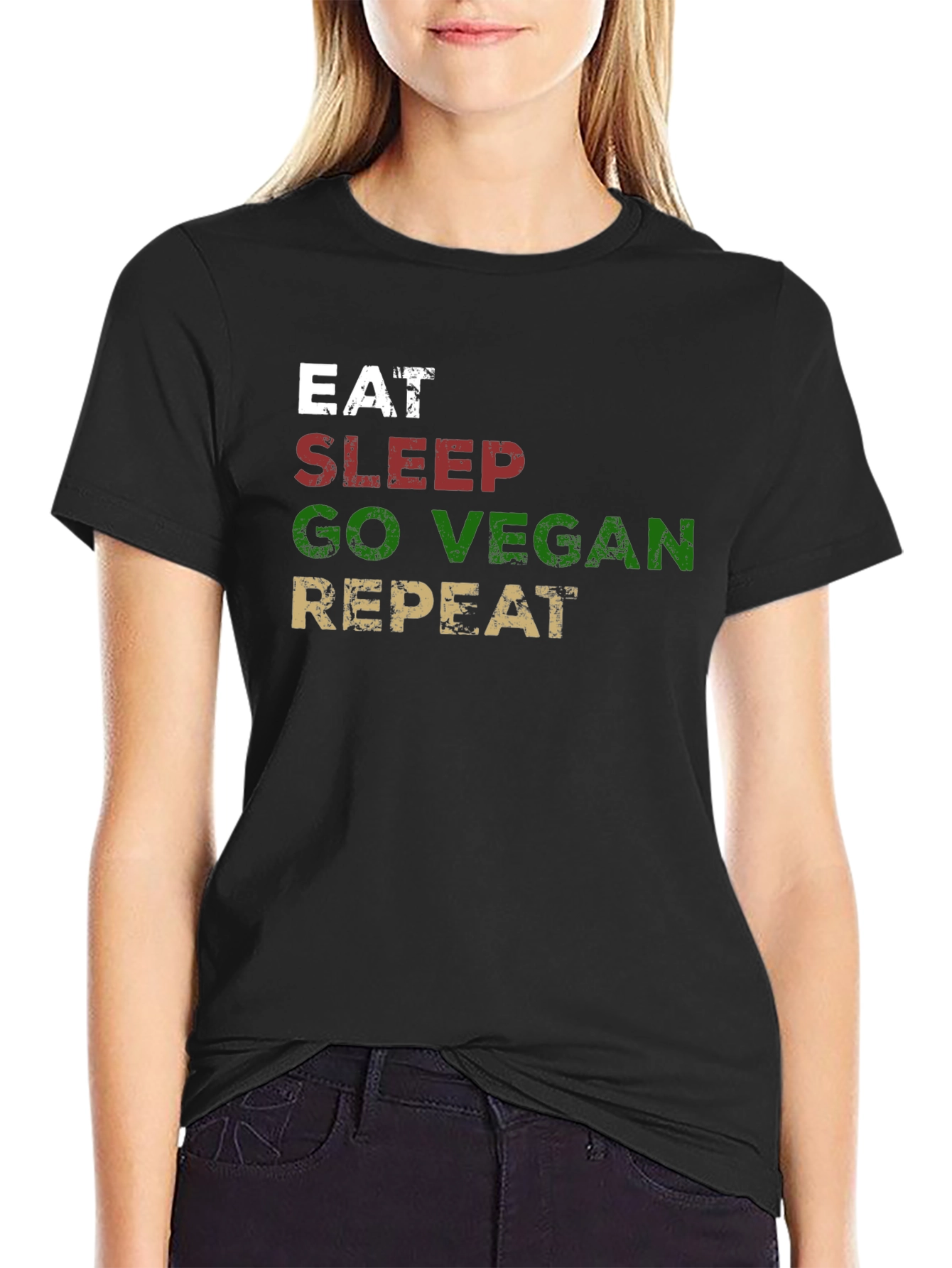 Eat Sleep Go Vegan Repeat T-Shirt