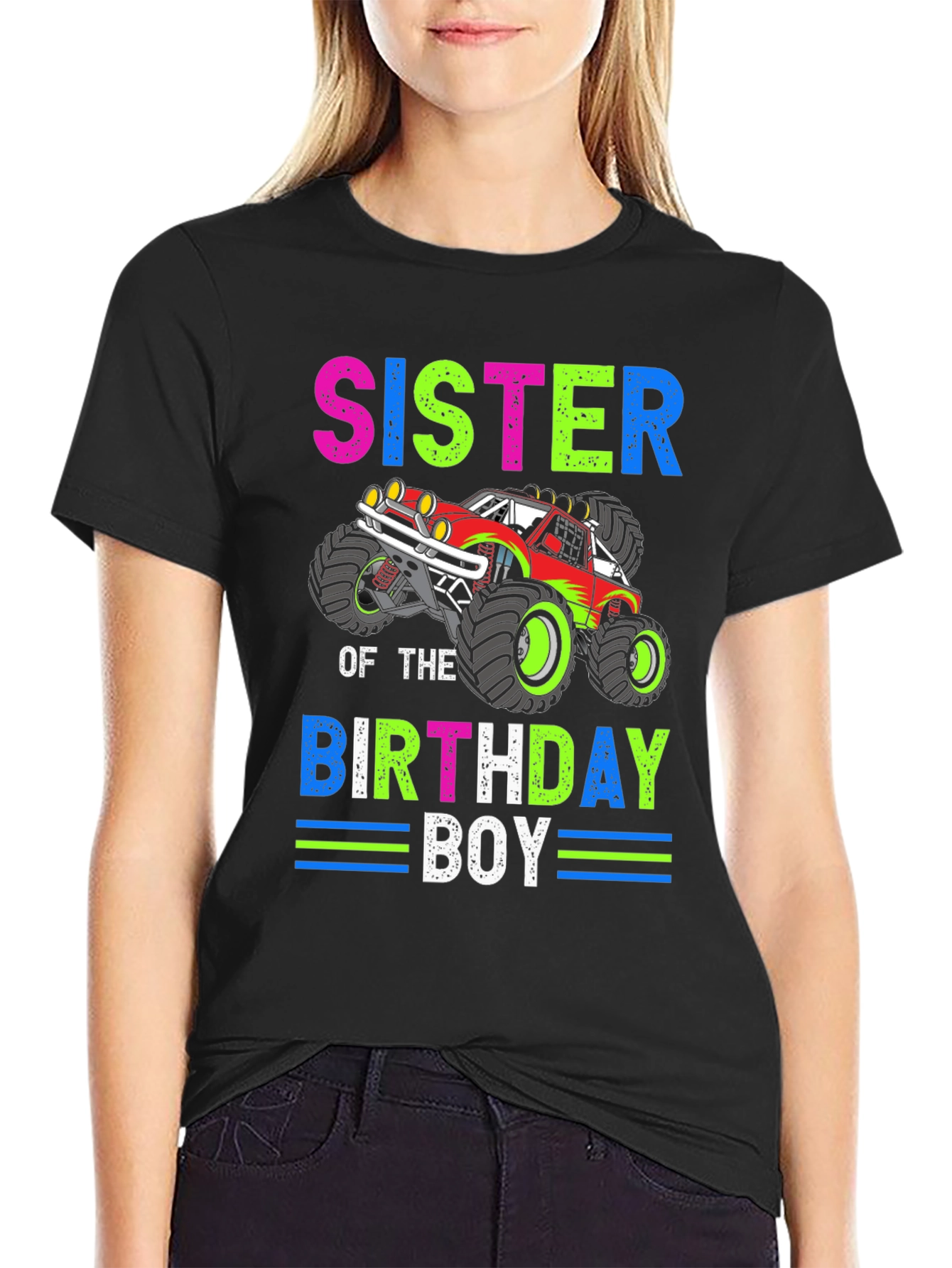 Sister of the Birthday Boy Monster Truck T-Shirt