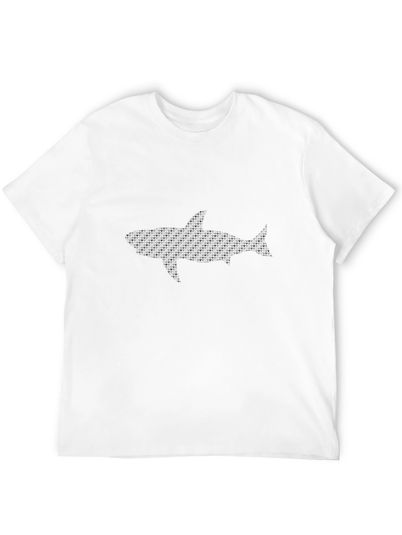 Shark Pattern Print Black Cotton T-Shirt