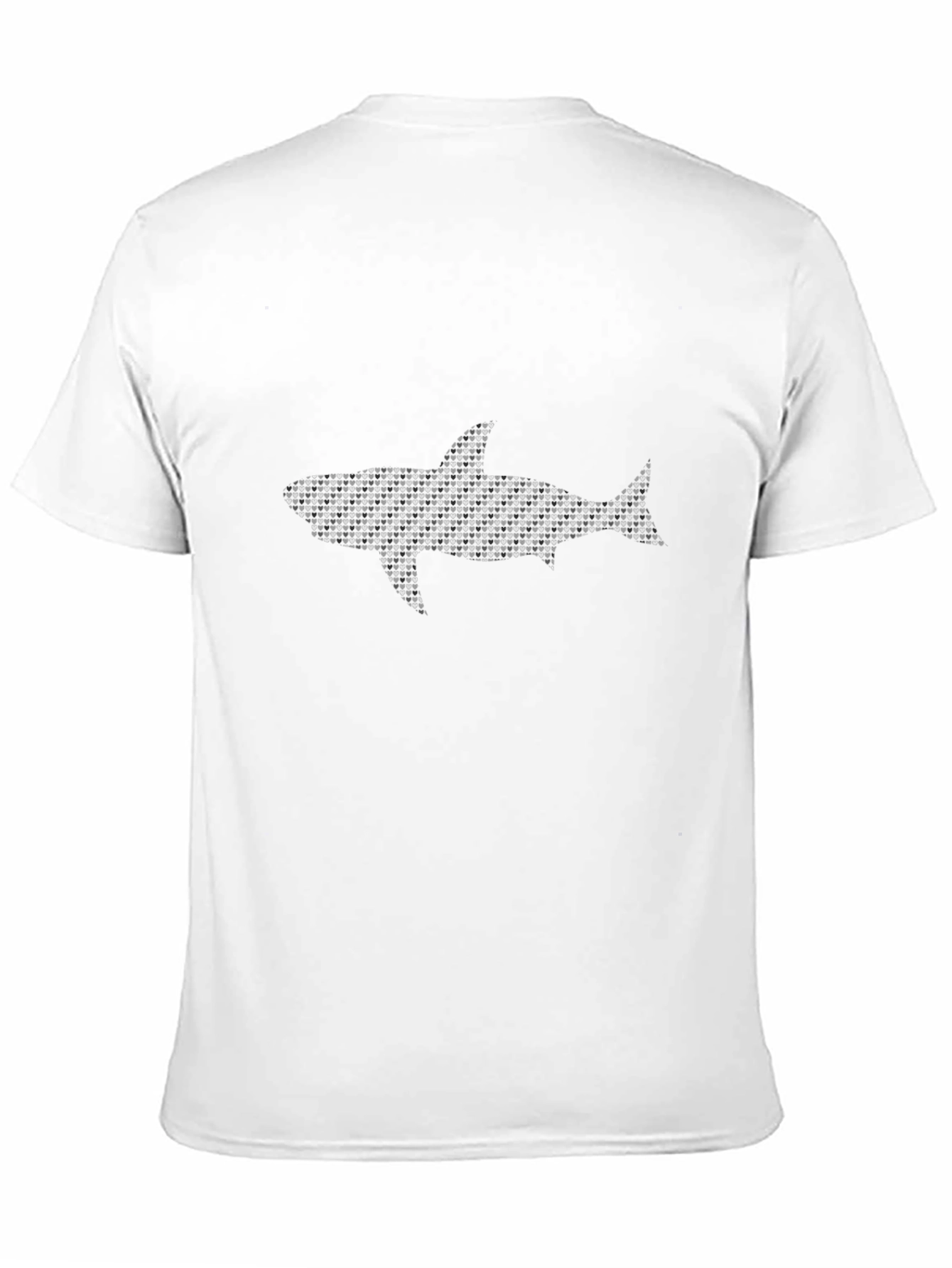 Shark Pattern Print Black Cotton T-Shirt