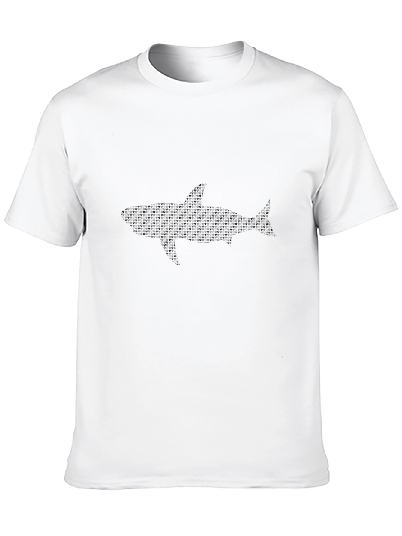 Shark Pattern Print Black Cotton T-Shirt