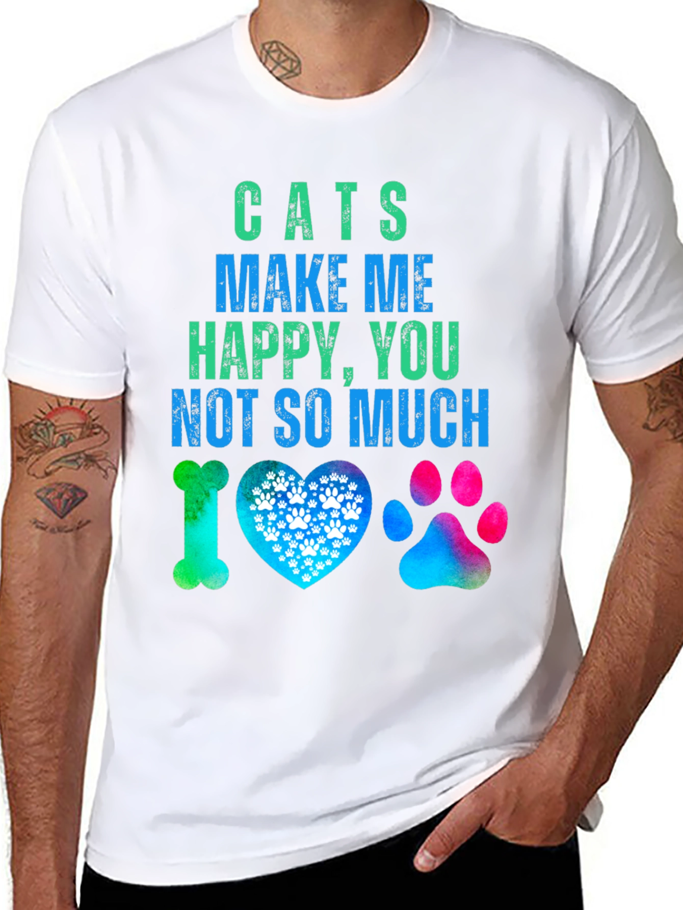 Cats Make Me Happy Graphic T-Shirt