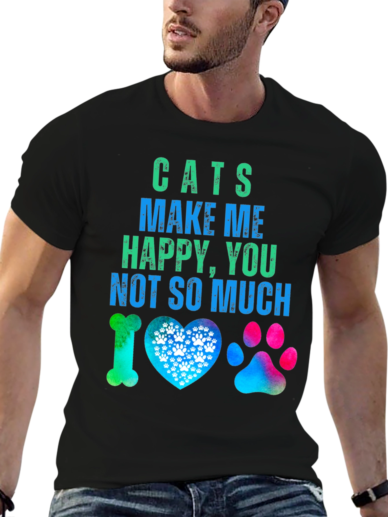 Cats Make Me Happy Graphic T-Shirt