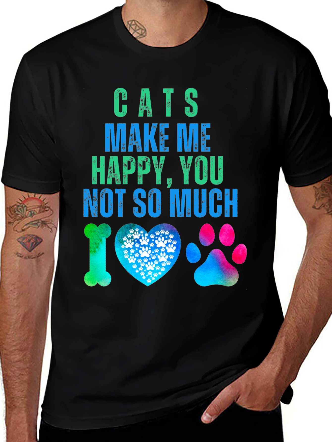 Cats Make Me Happy Graphic T-Shirt