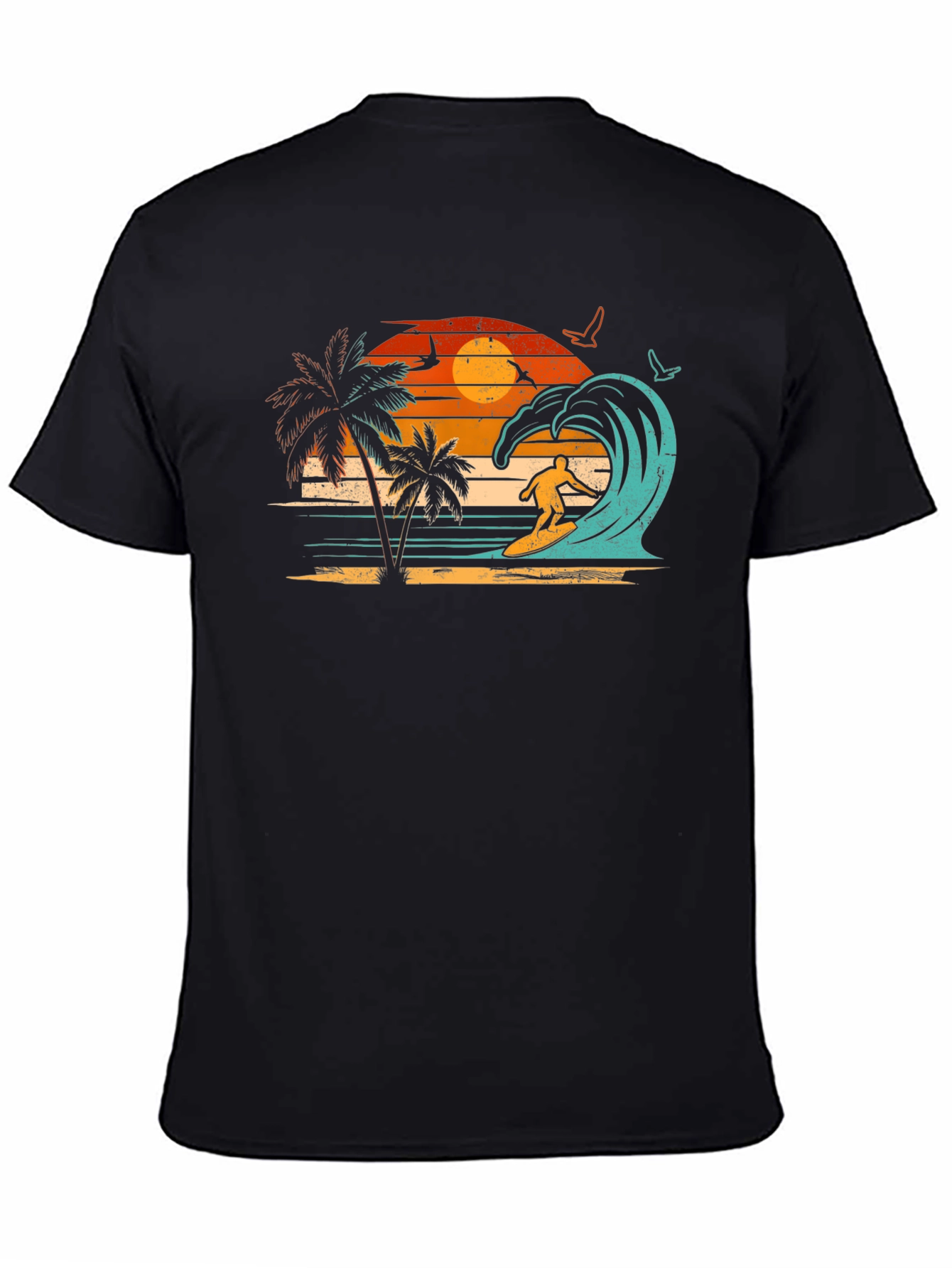 Retro Surfing Beach Sunset Graphic Tee