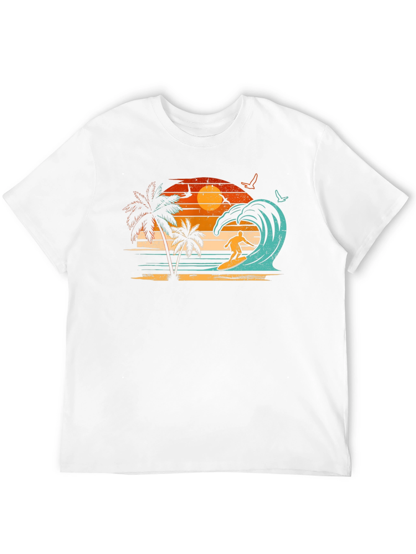 Retro Surfing Beach Sunset Graphic Tee