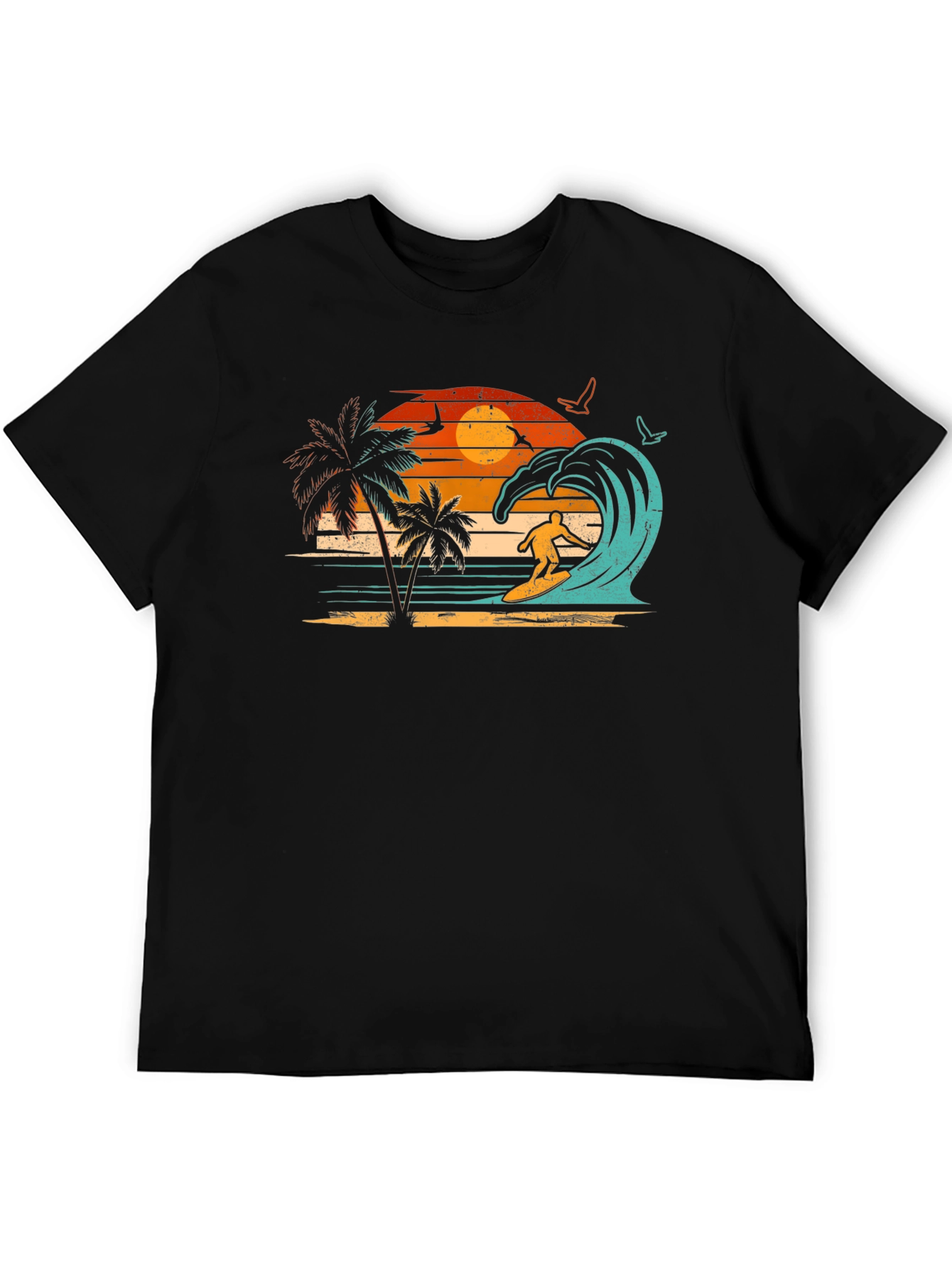 Retro Surfing Beach Sunset Graphic Tee