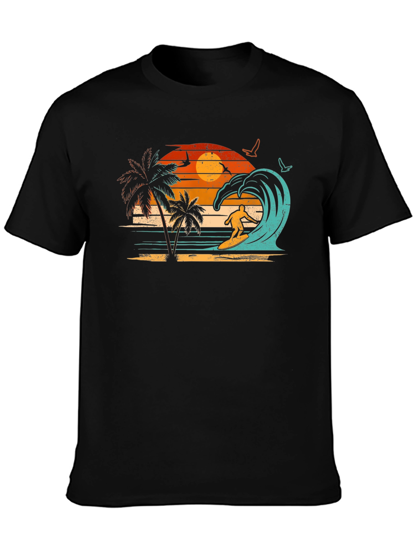 Retro Surfing Beach Sunset Graphic Tee