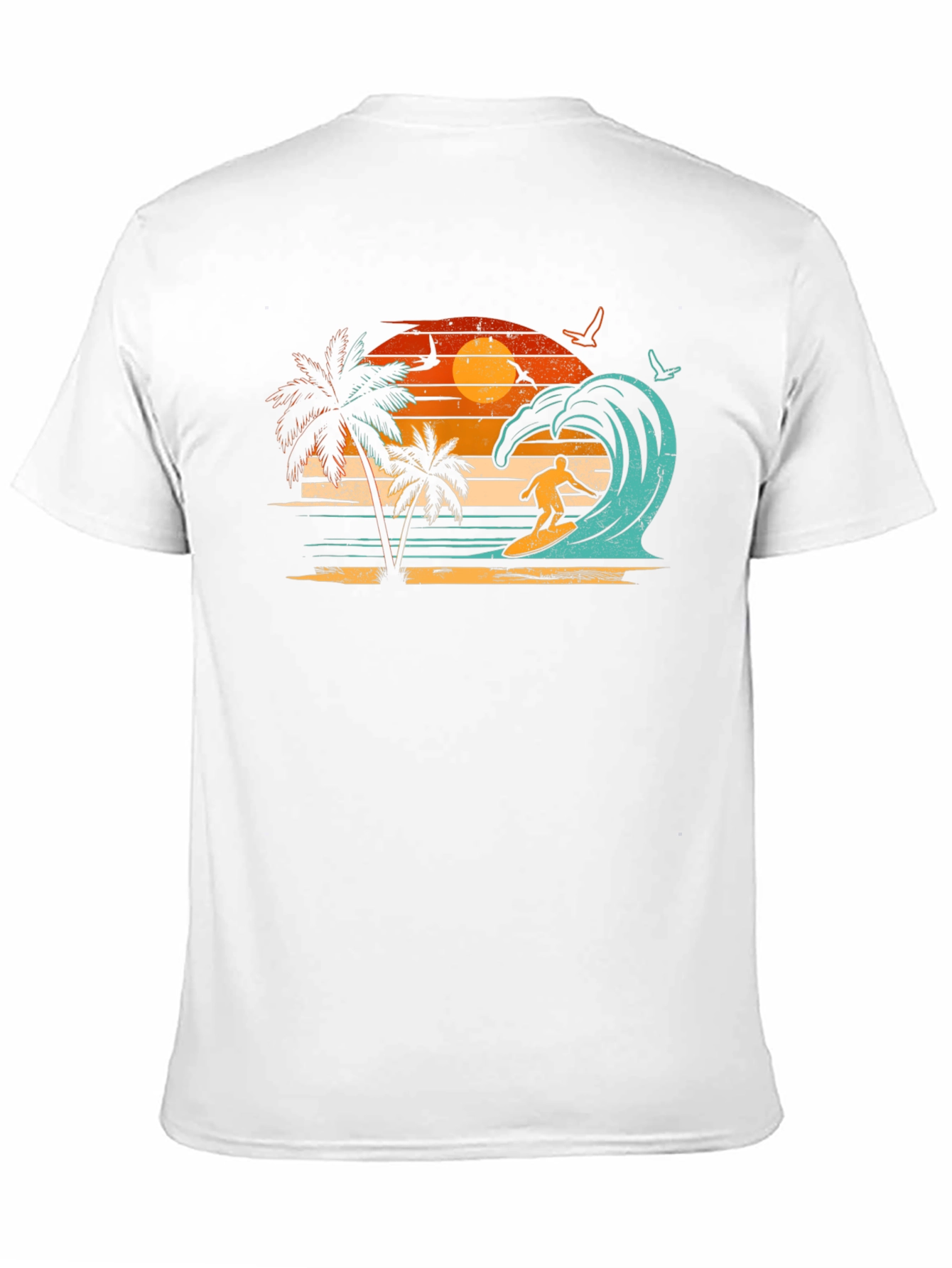Retro Surfing Beach Sunset Graphic Tee