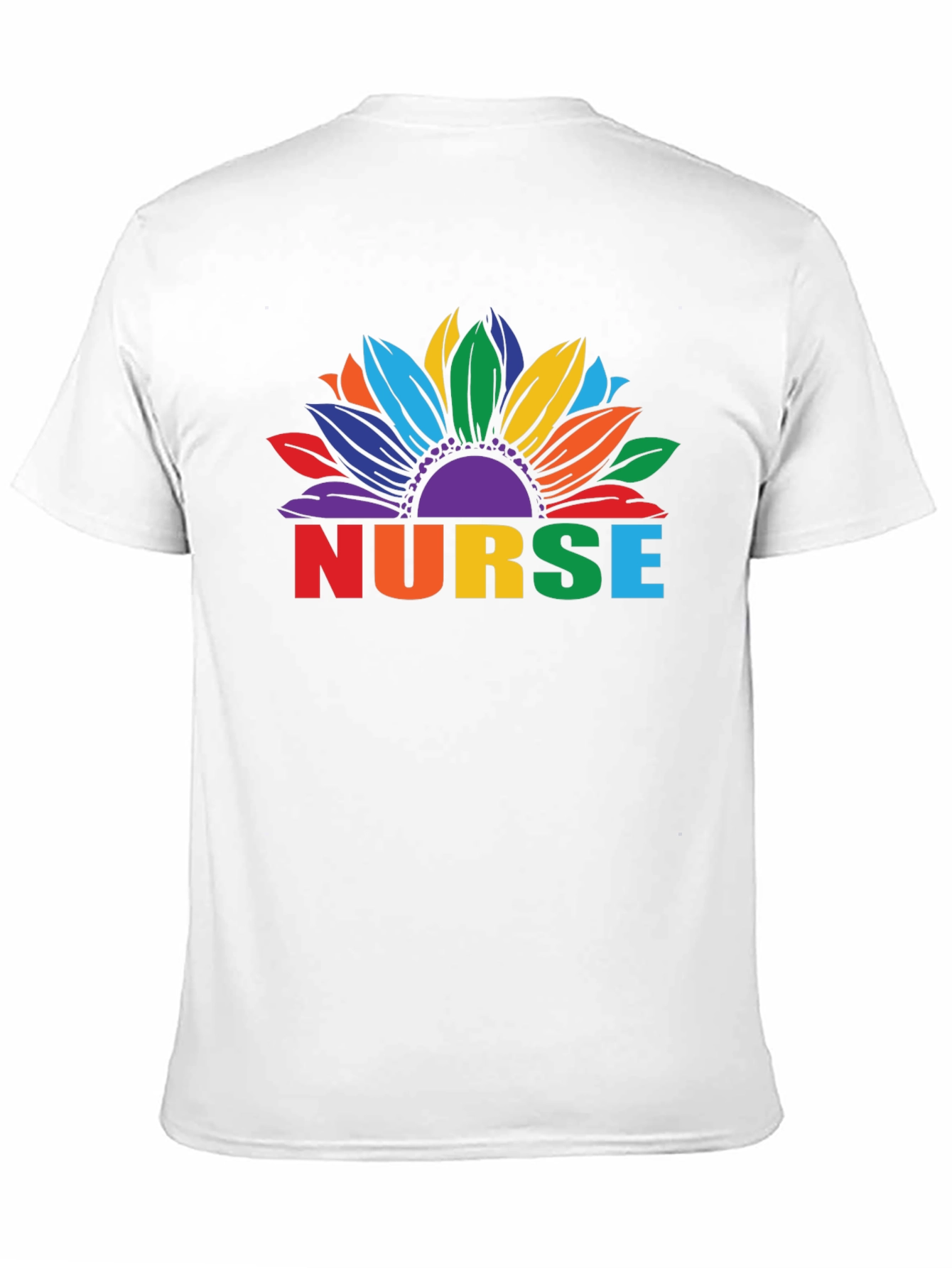 Rainbow Nurse Sunflower Black T-Shirt