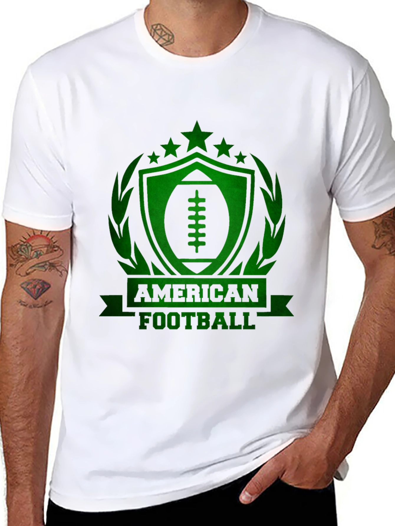 American Football Graphic Tee - Black Cotton T-Shirt