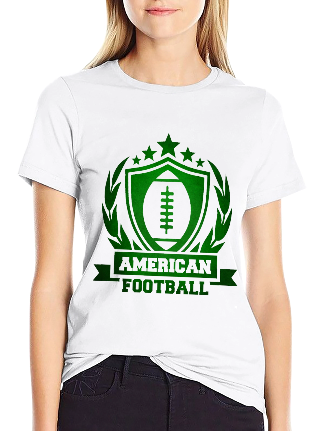 American Football Graphic Tee - Black Cotton T-Shirt