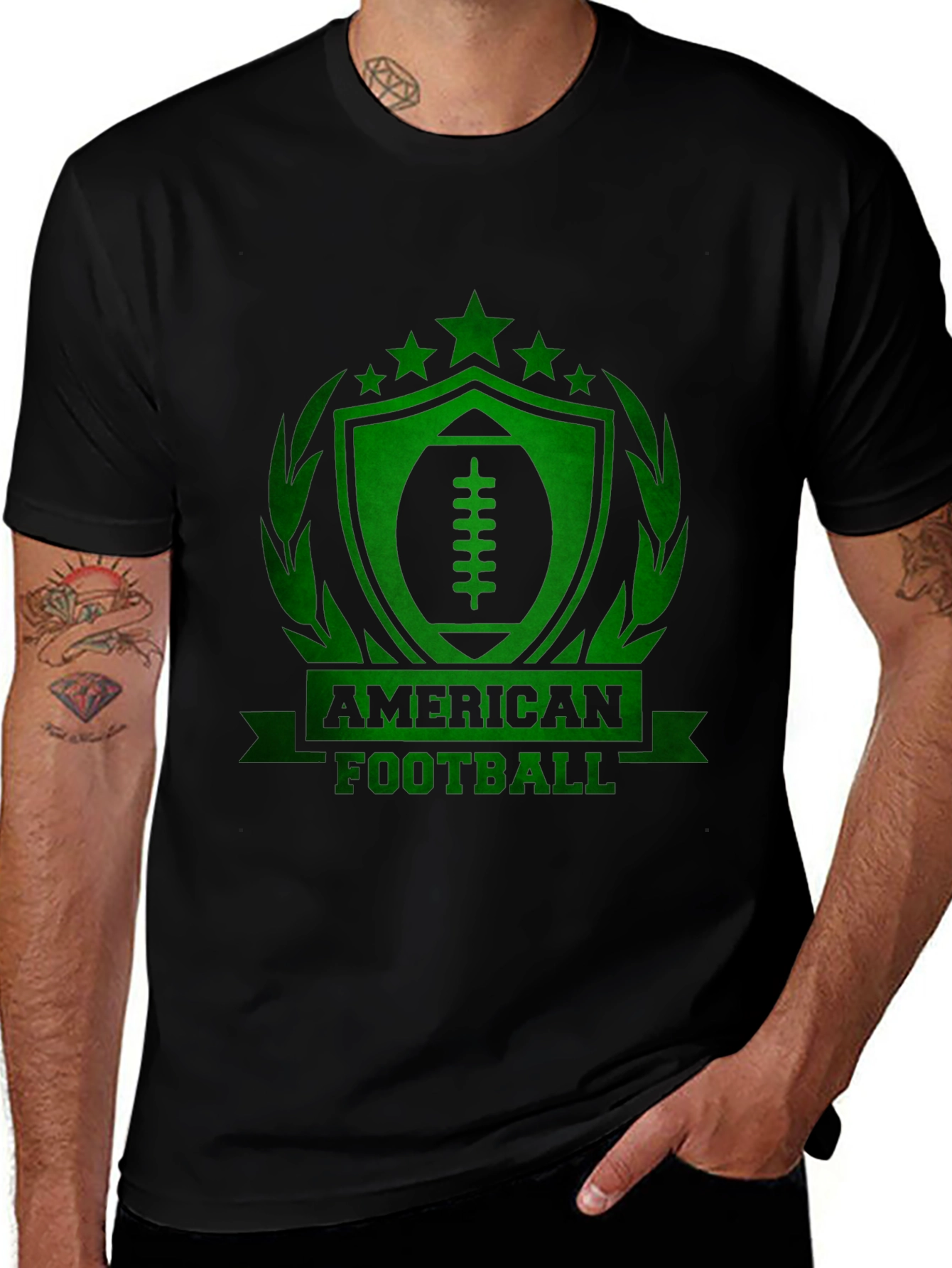 American Football Graphic Tee - Black Cotton T-Shirt