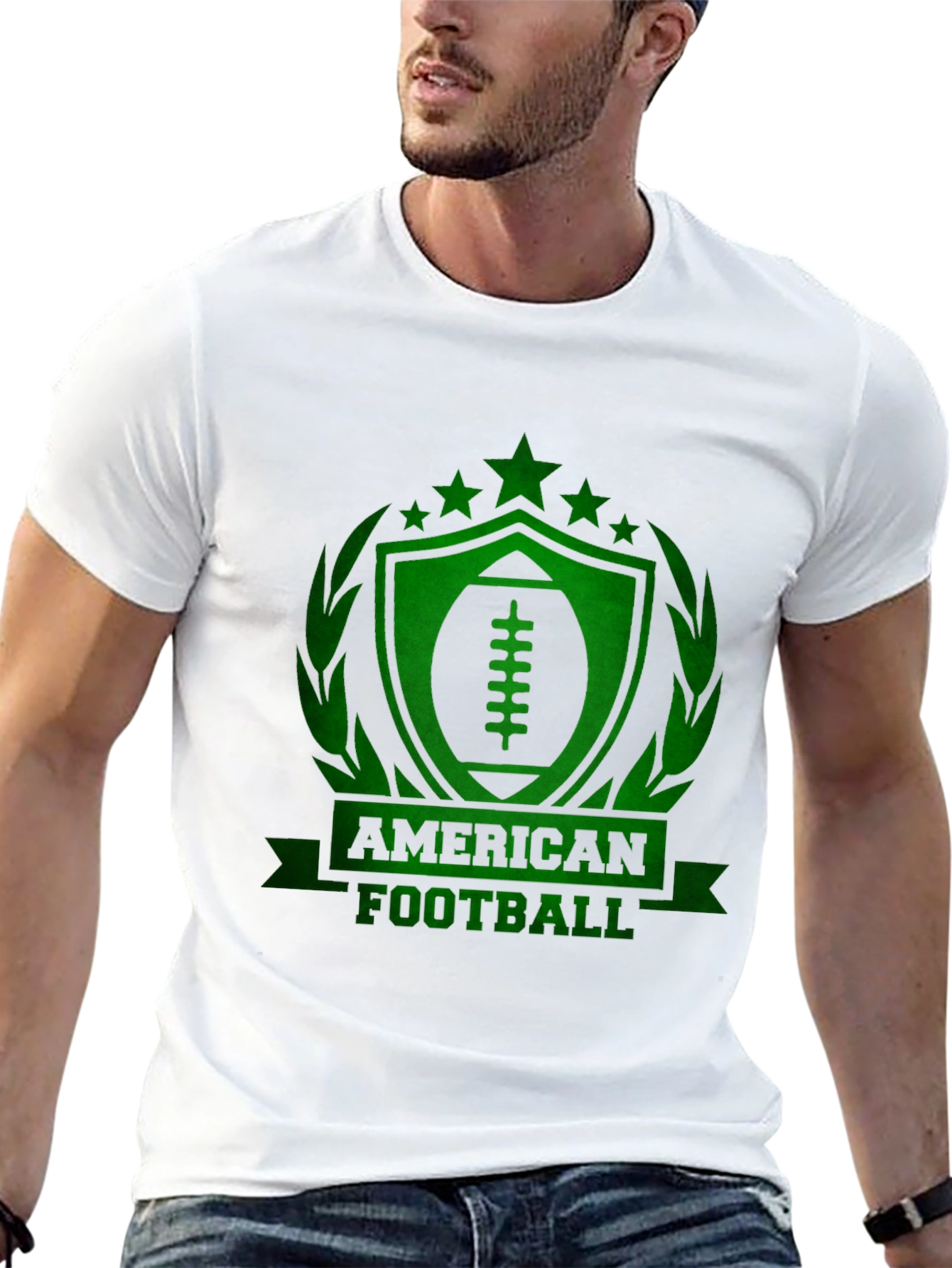 American Football Graphic Tee - Black Cotton T-Shirt