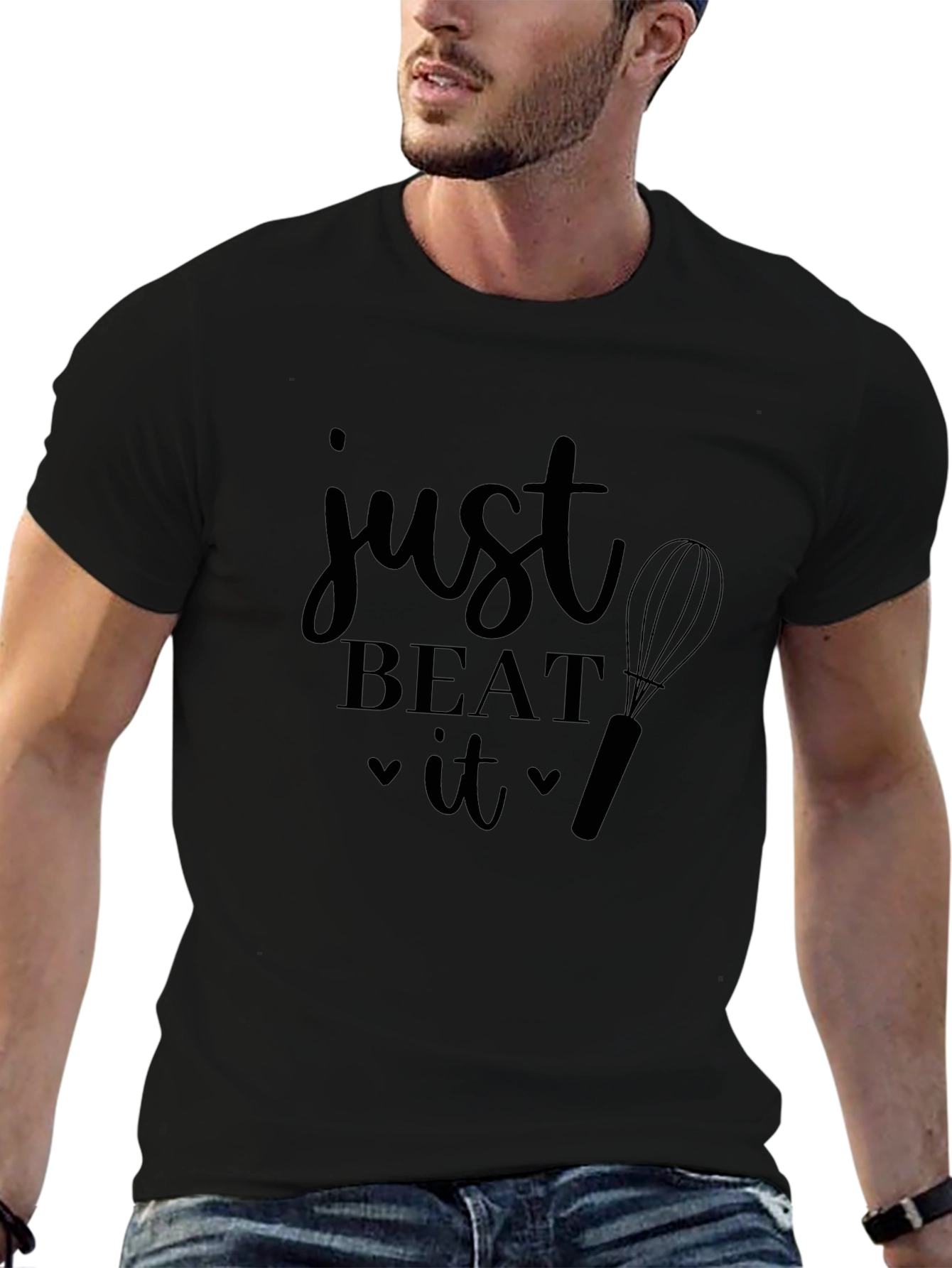 Just Beat It Black Graphic T-Shirt