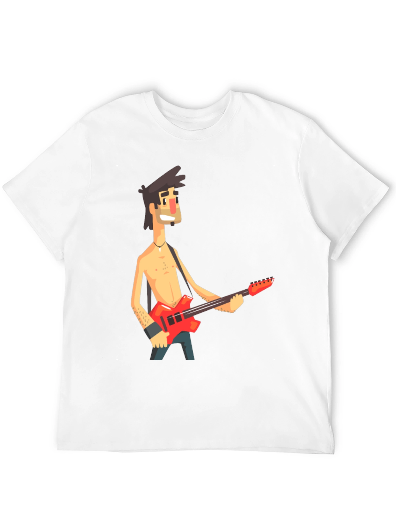 Cartoon Guitar Player Black T-Shirt