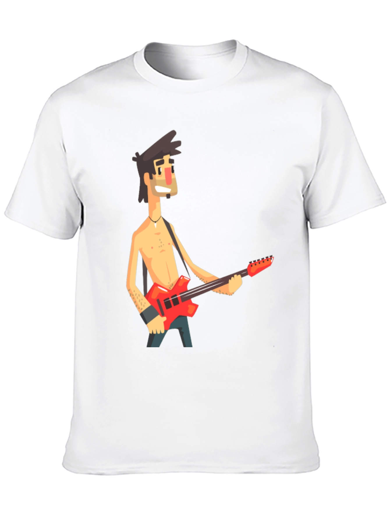 Cartoon Guitar Player Black T-Shirt