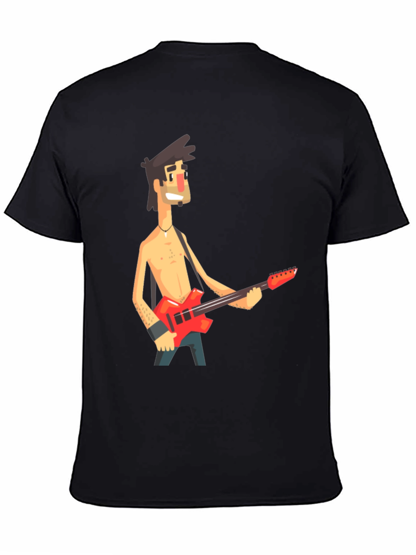 Cartoon Guitar Player Black T-Shirt