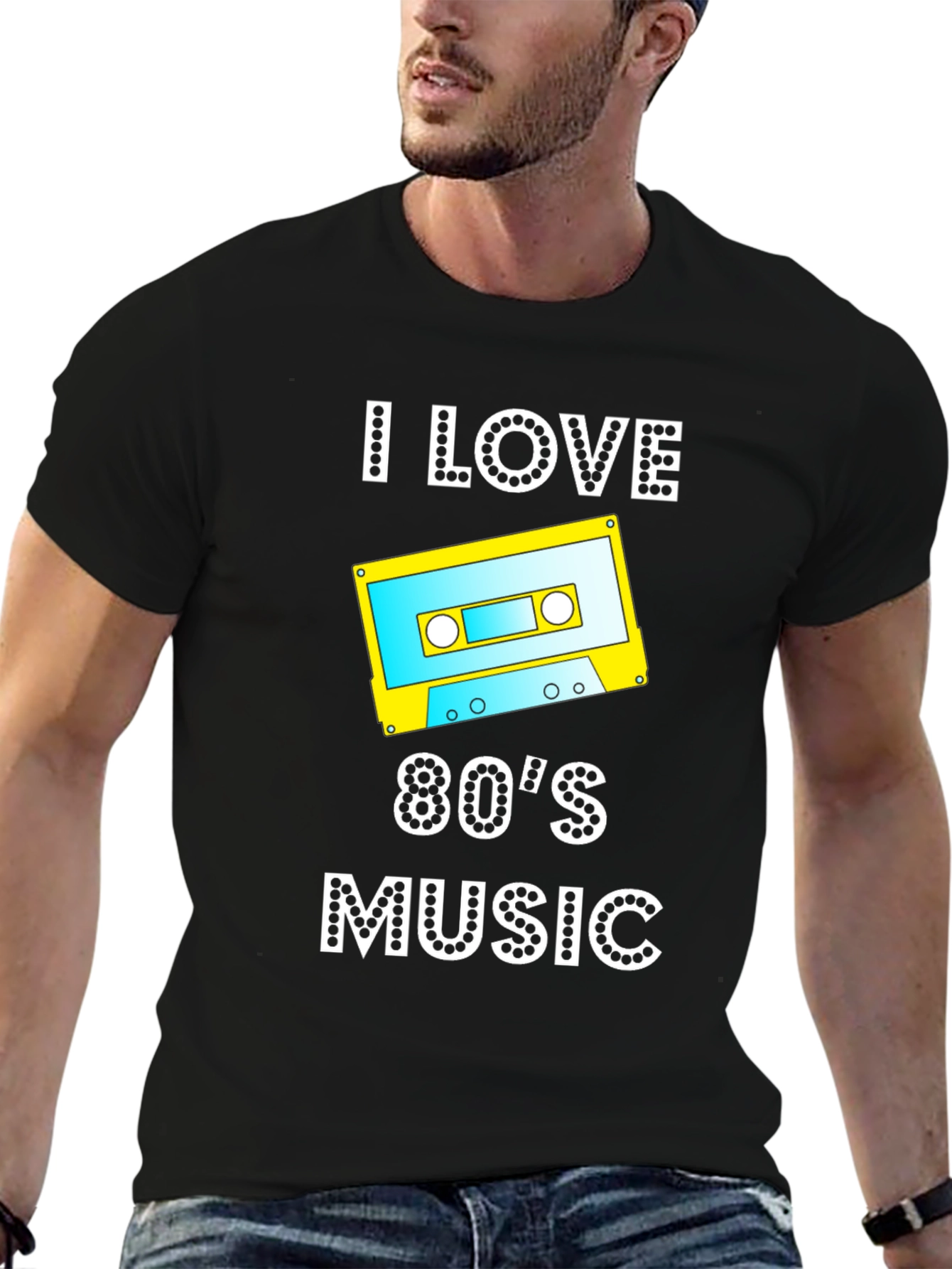 I Love 80s Music Cassette Tape Graphic T-Shirt