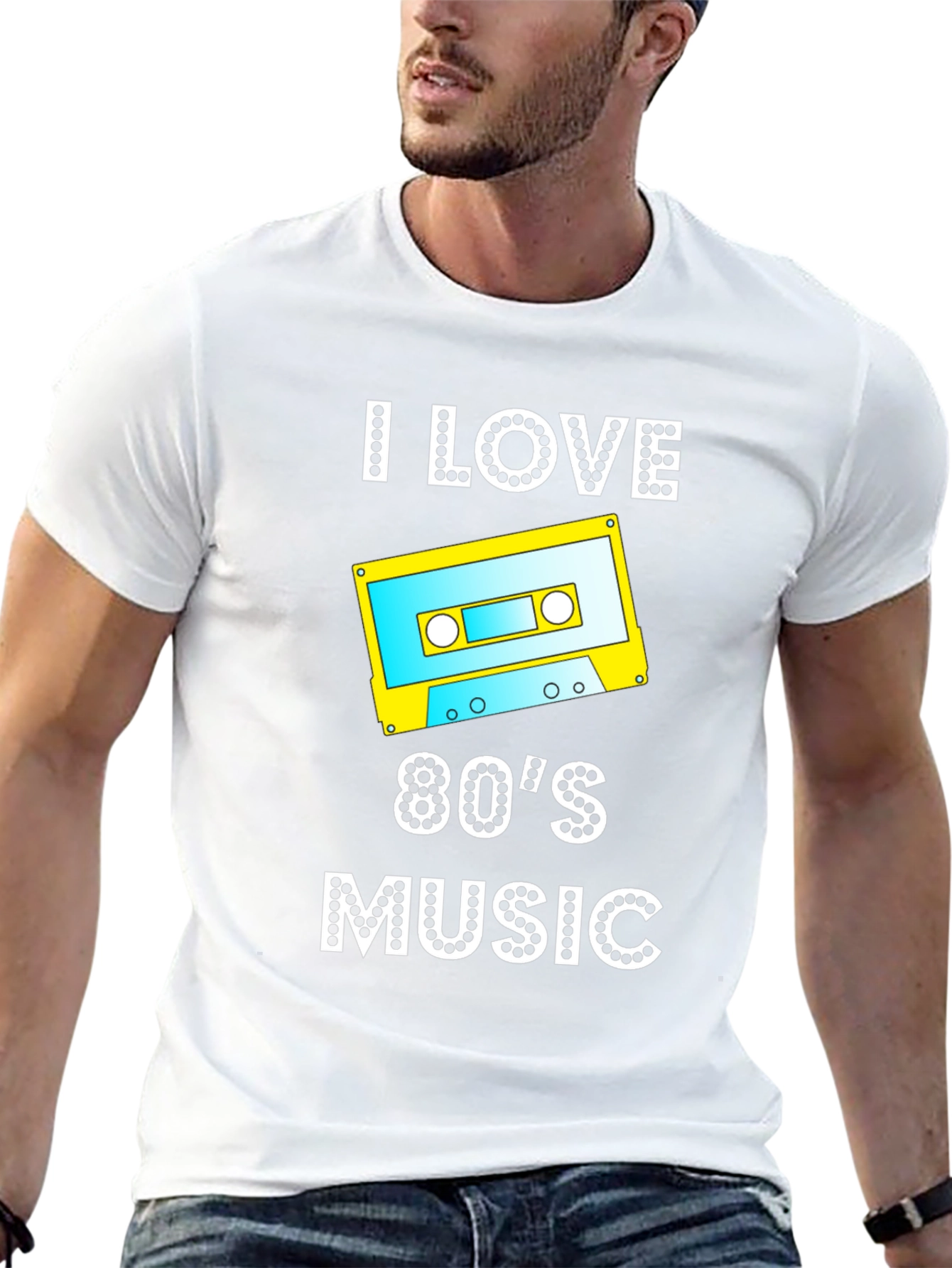 I Love 80s Music Cassette Tape Graphic T-Shirt