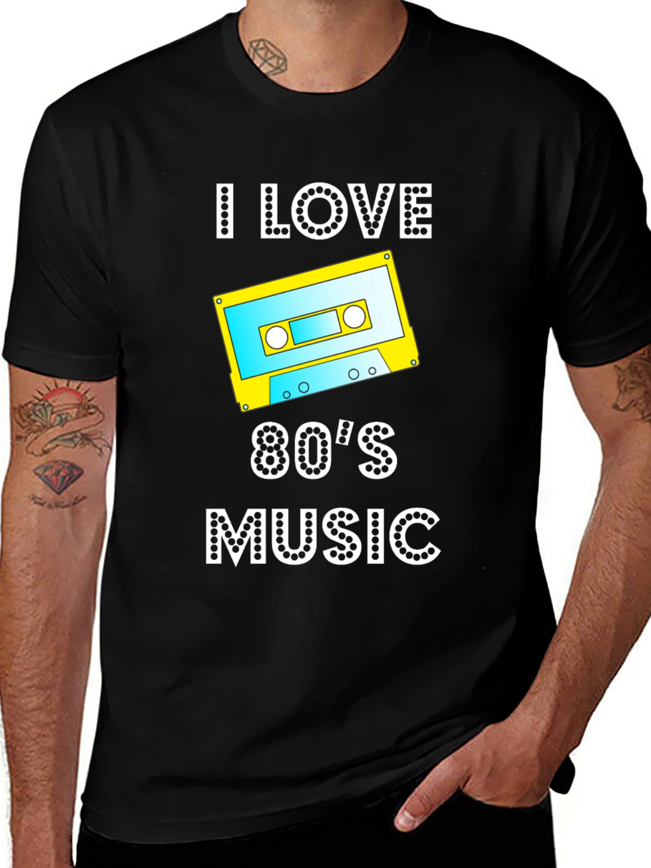 I Love 80s Music Cassette Tape Graphic T-Shirt