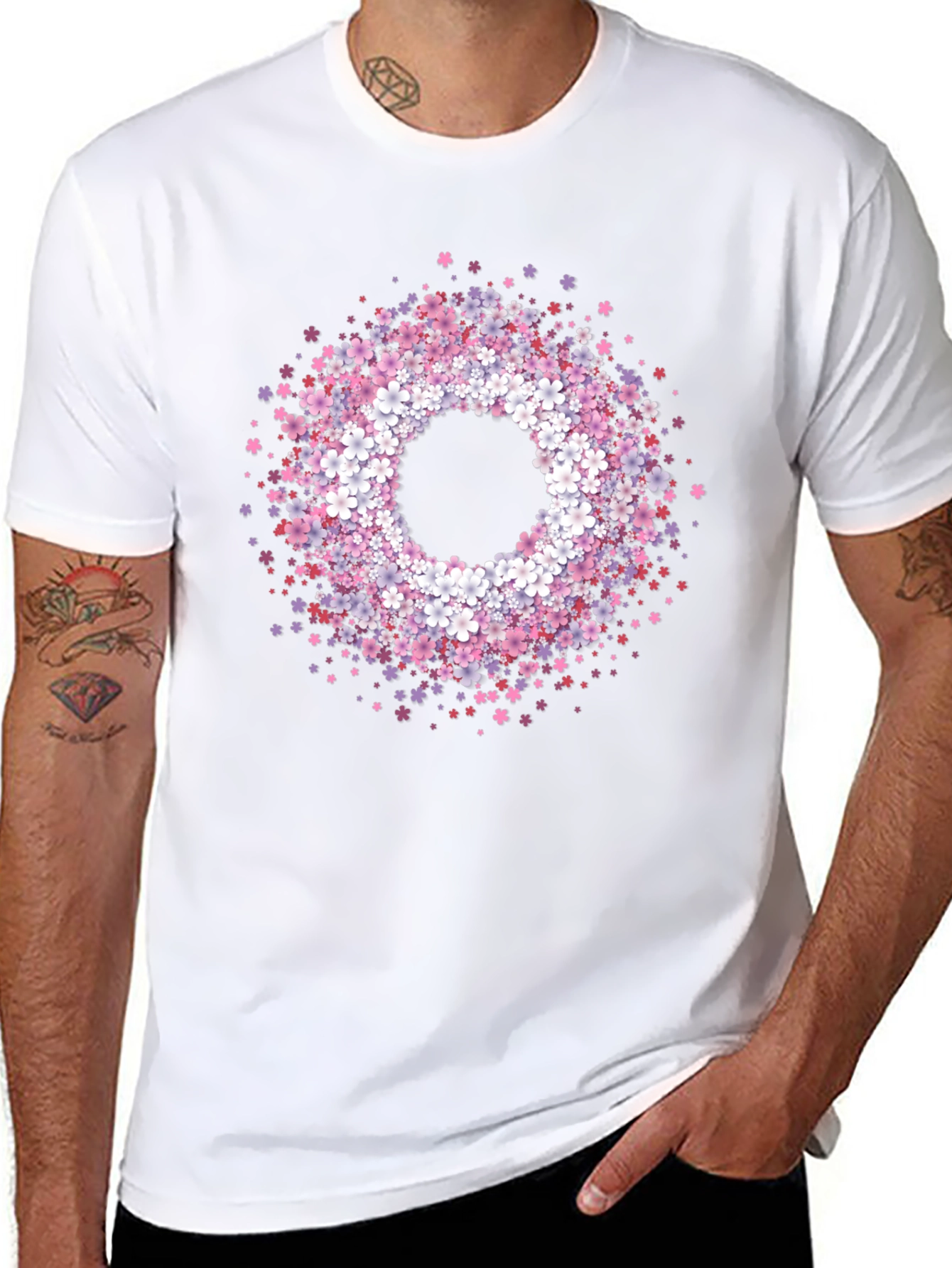 Floral Wreath Graphic Tee - Stylish & Unique