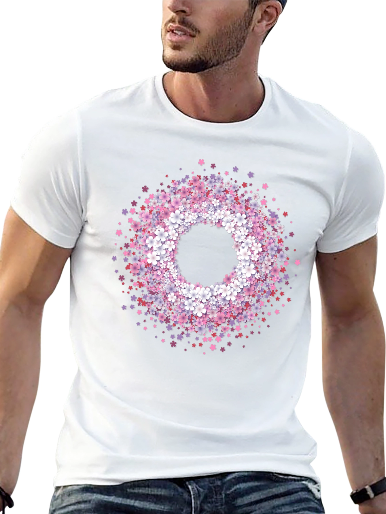 Floral Wreath Graphic Tee - Stylish & Unique