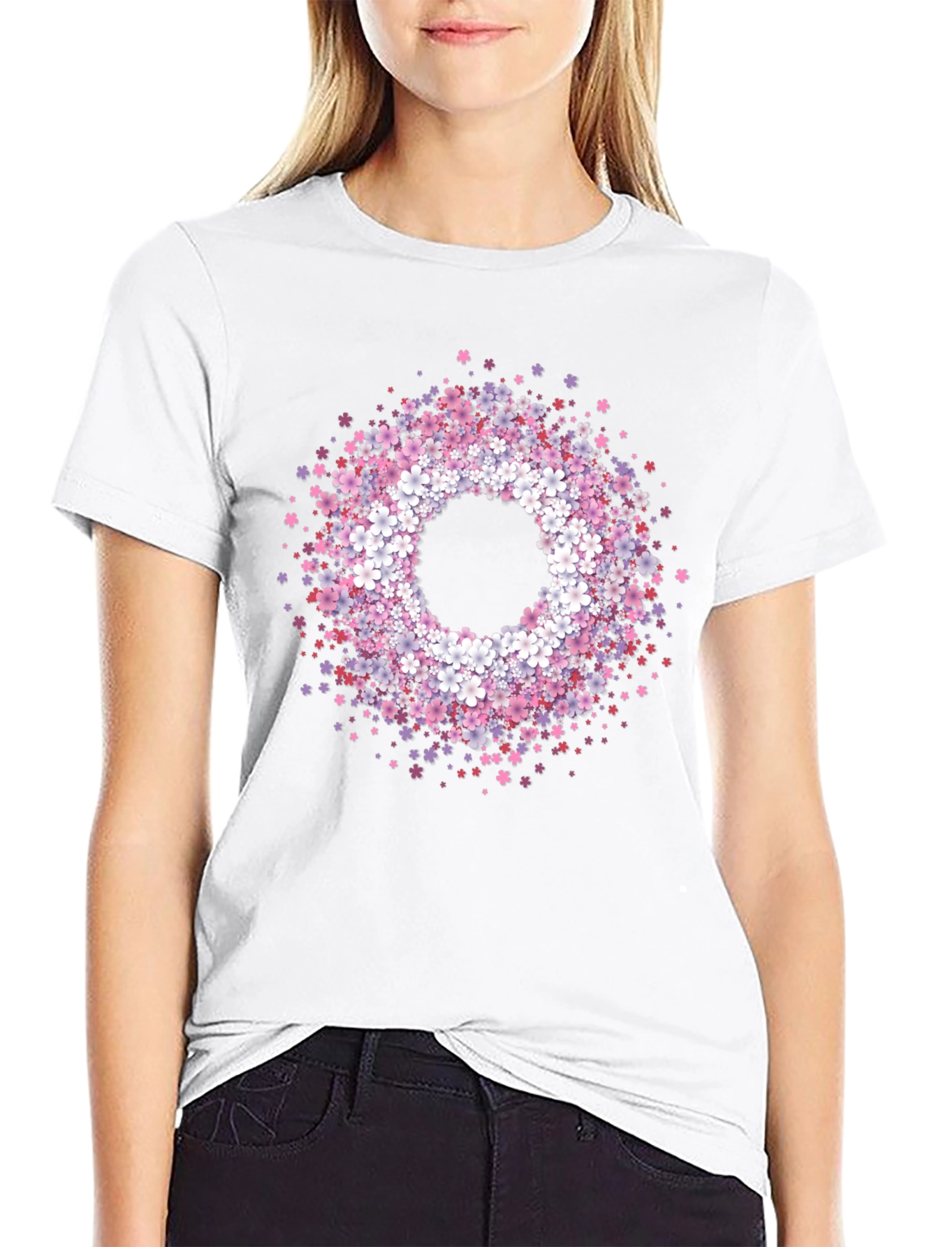 Floral Wreath Graphic Tee - Stylish & Unique