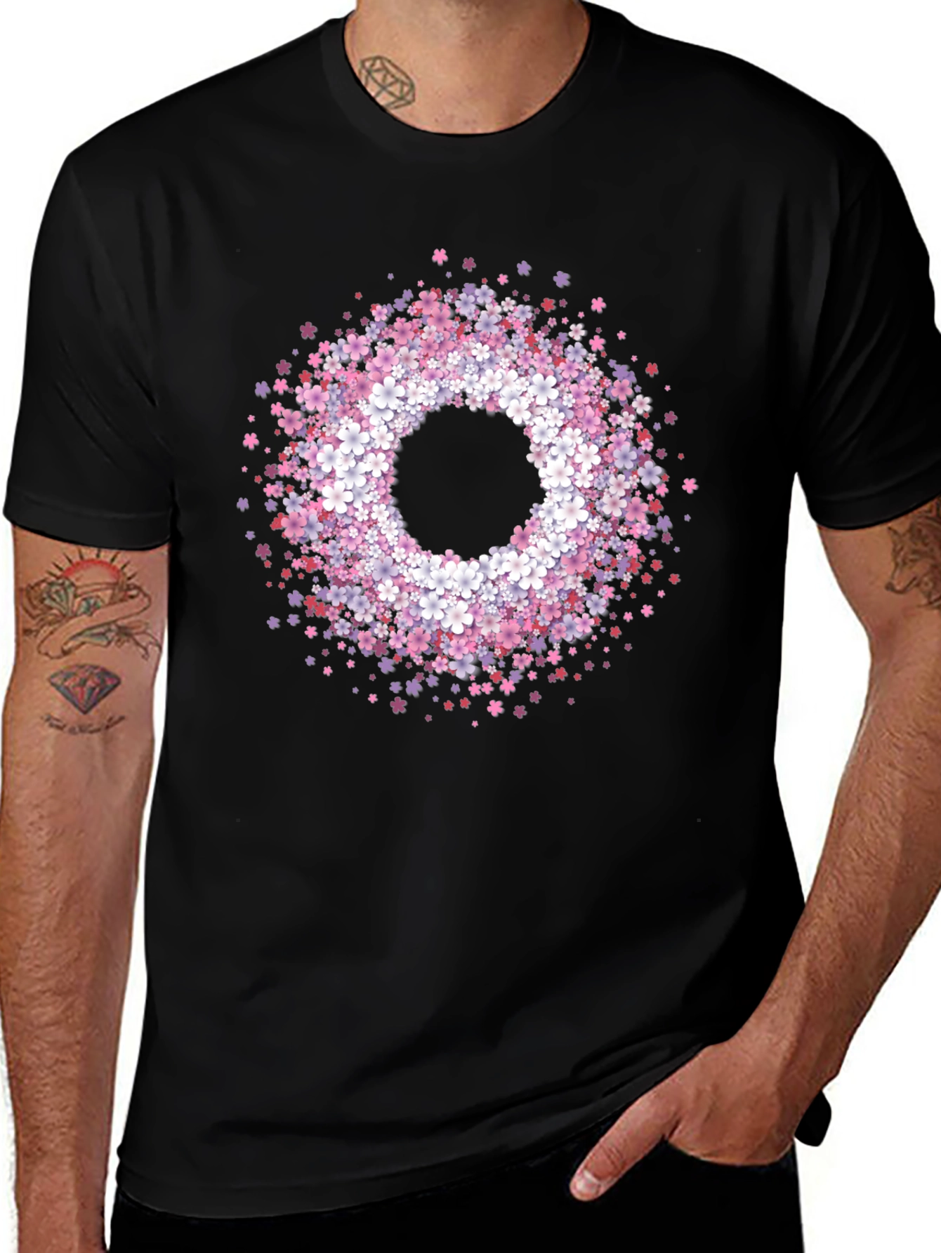 Floral Wreath Graphic Tee - Stylish & Unique